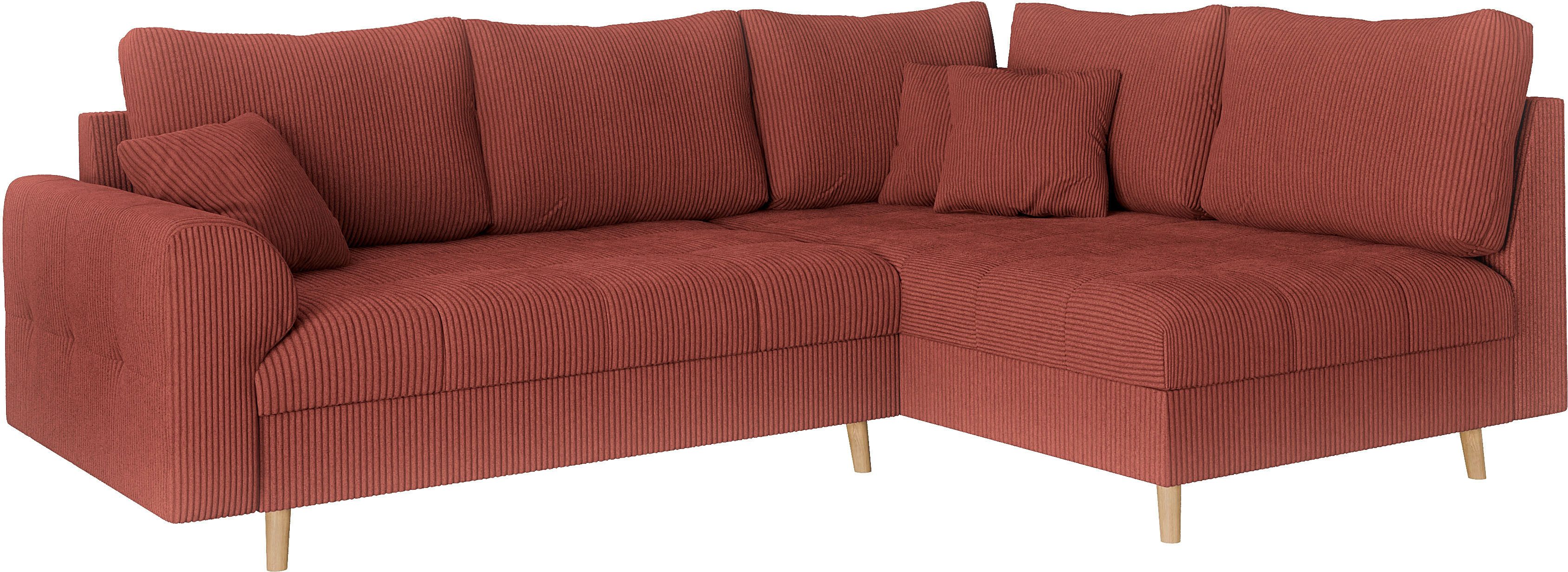 Home affaire Hoekbank CHARRE L-vorm met ottomane, afmetingen B/D/H: 231/161/81 cm fijne stiksels, losse rug- en sierkussens, ook in cord en bouclé