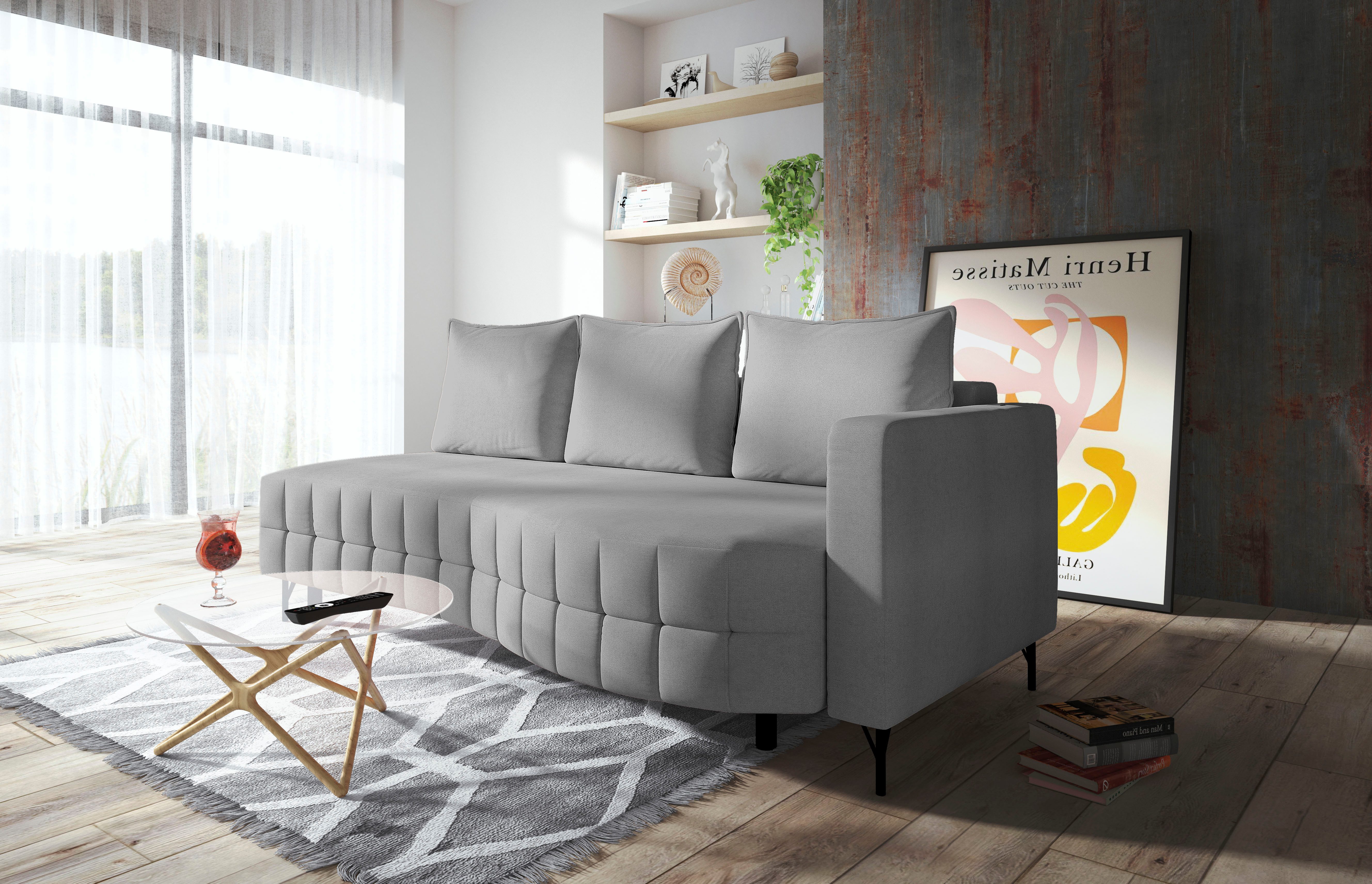 exxpo - sofa fashion Loungebank T wiggy slaapbank met bedfunctie en bedlade, comfortabele bonellvering, super zitcomfort, elegante vormtaal