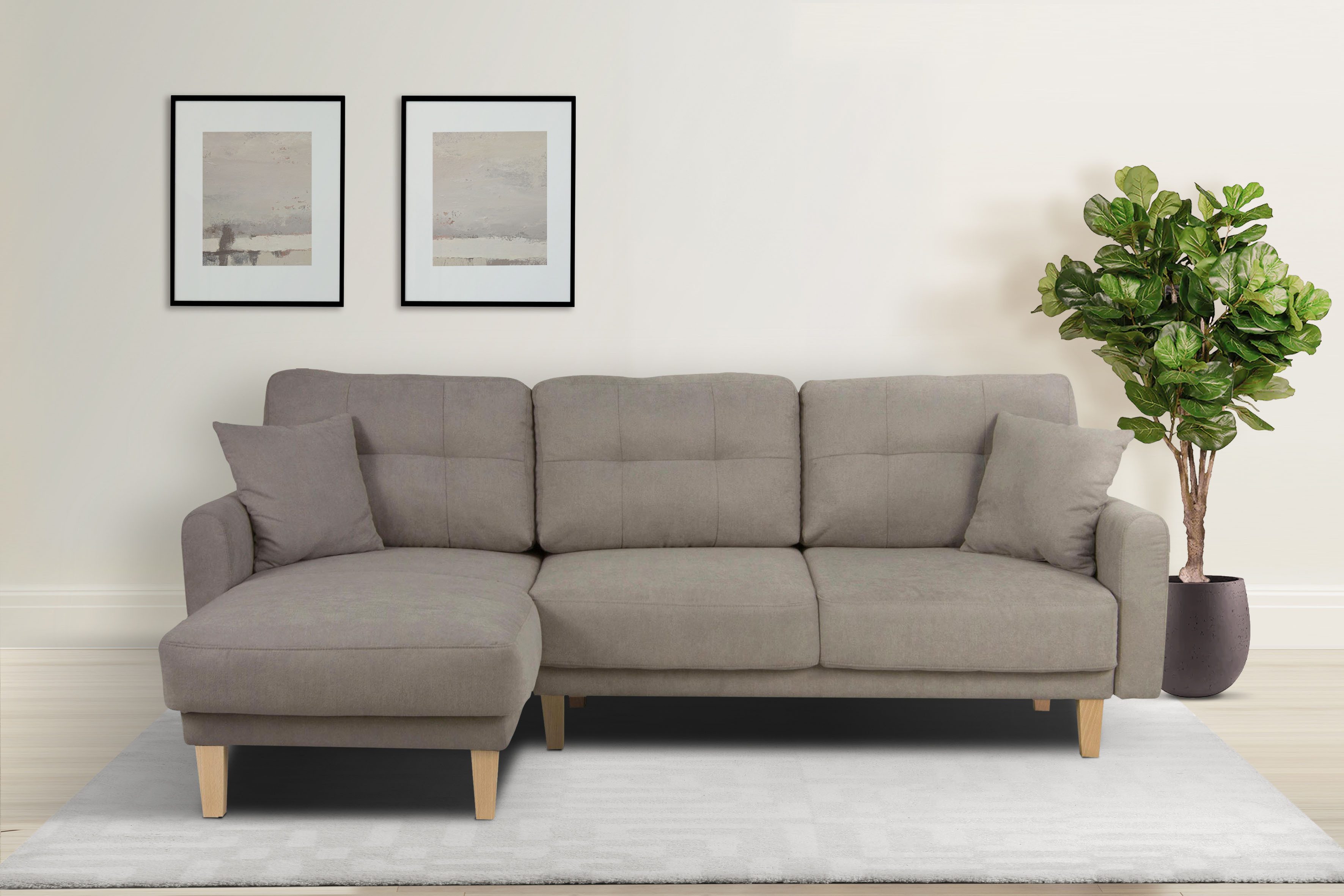 Home affaire Hoekbank TRIPLO optionele slaapbank met bedlade, afmetingen B/D/H: 234/164/89 cm grijs, hoekbanken, Récamier links, Met slaapfunctie, met