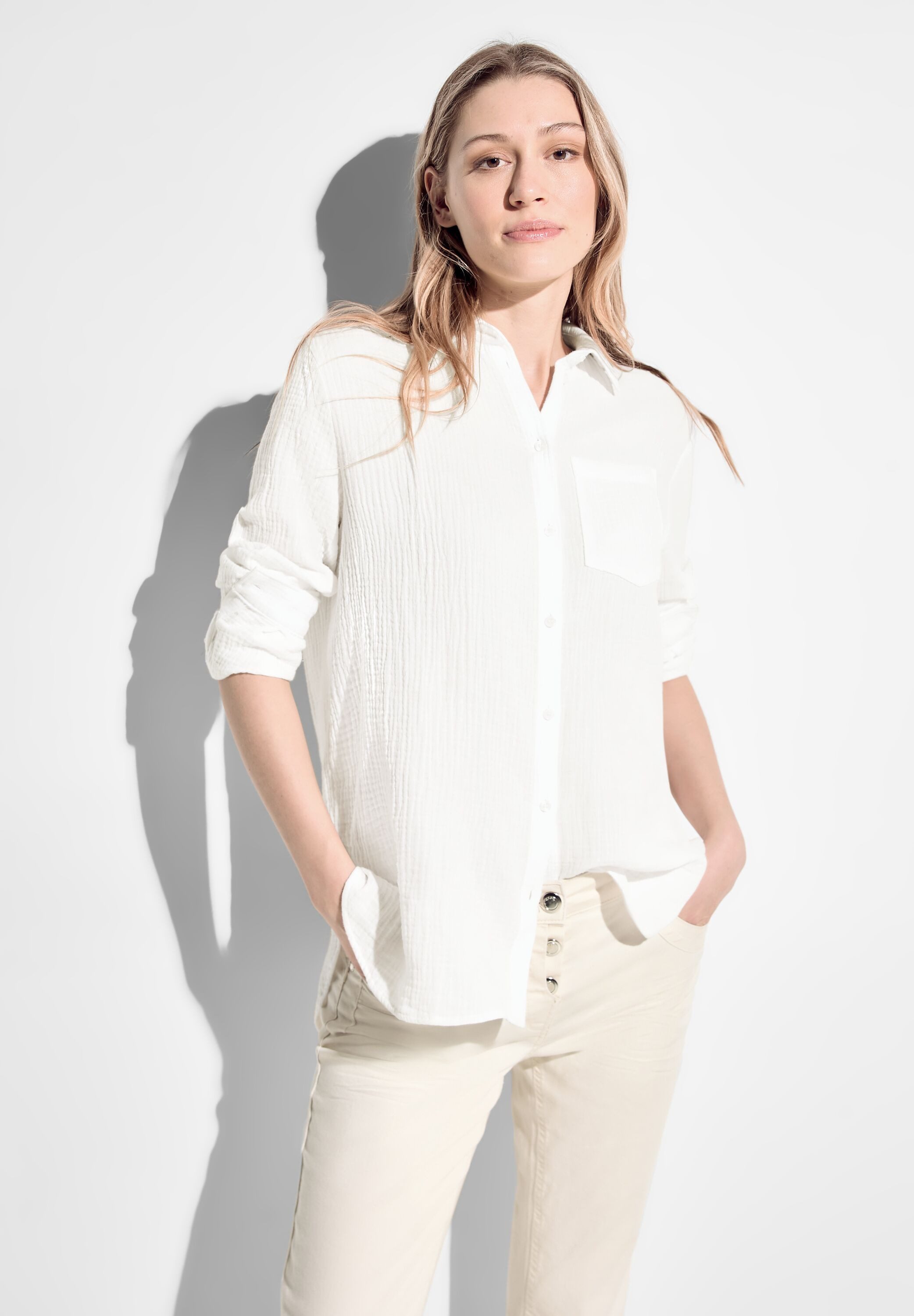 Cecil Klassieke blouse met borstzak dames blouses maat XXL (46) wit