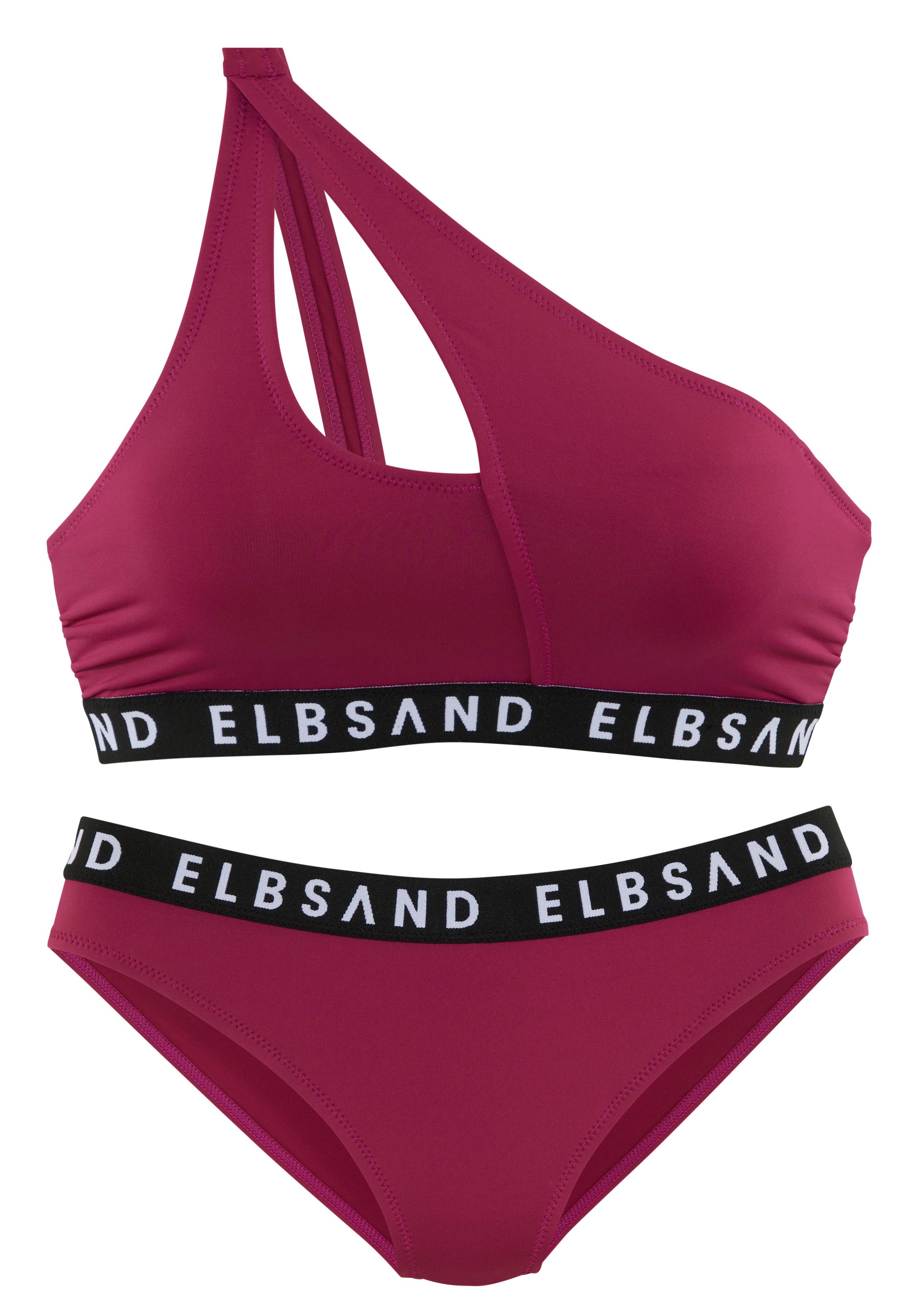 Elbsand Bustierbikini met merkopschriften in contrastkleur