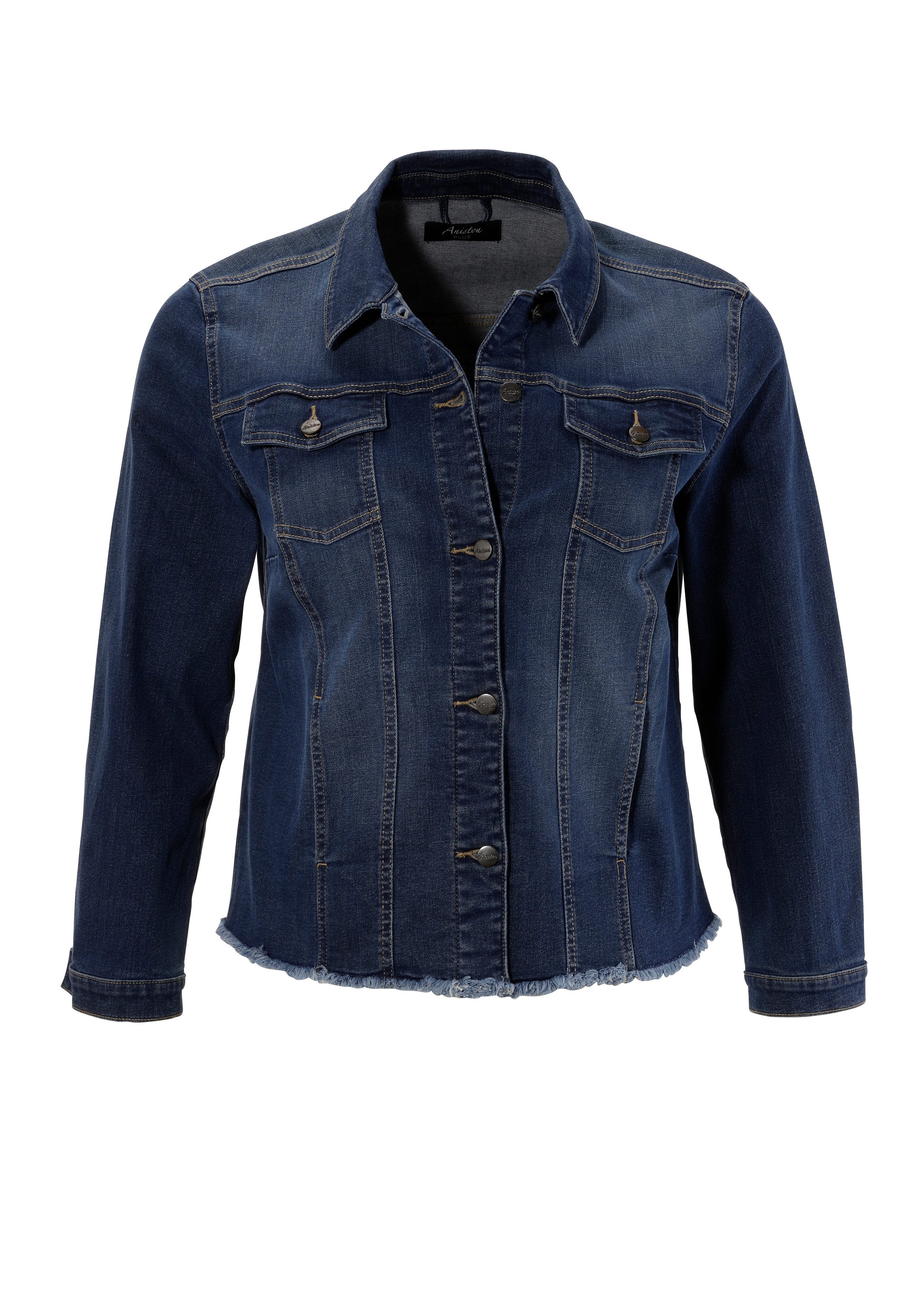 Aniston PLUS Jeansjack met gerafelde zoom - nieuwe collectie