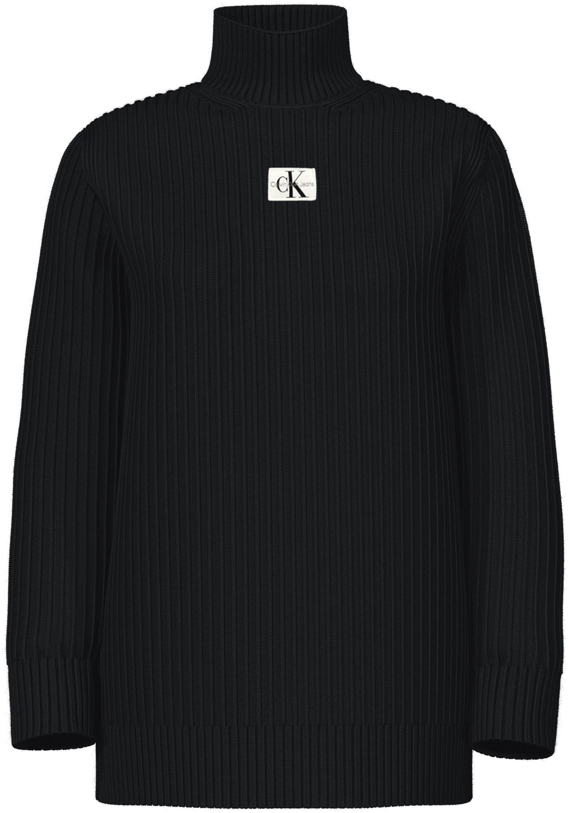 Calvin Klein Gebreide jurk WASHED MONOLOGO SWEATER DRESS dames gebreide jurken maat M (38) zwart