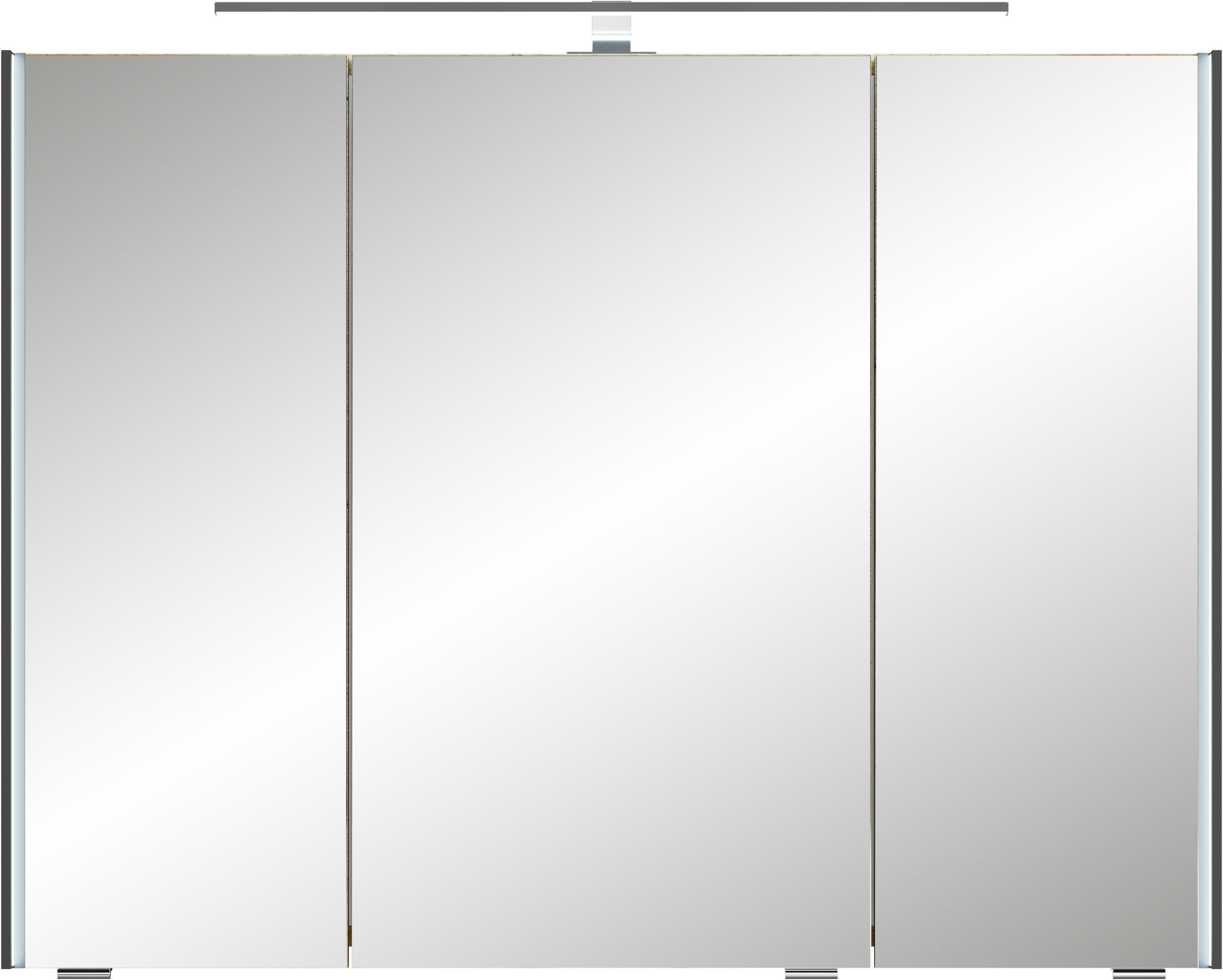 Saphir Badmeubelset Serie 7045 2-delig, mineraalmarmeren wastafel met led-spiegelkast (set, 2 stuks)