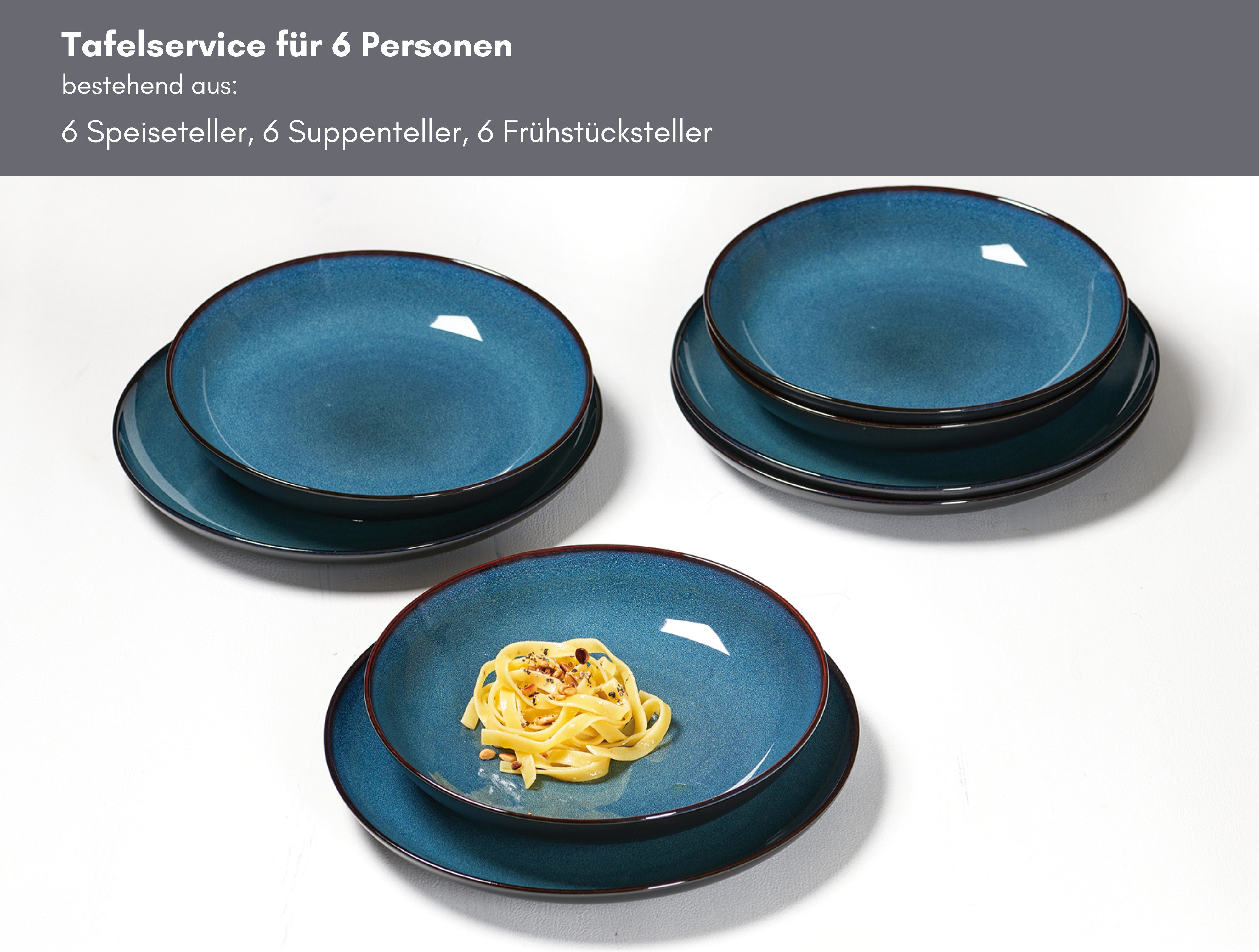 Ritzenhoff & Breker Eetservies Bali Reactieve glazuur, elk stuk is een uniek exemplaar (set, 18-delig)