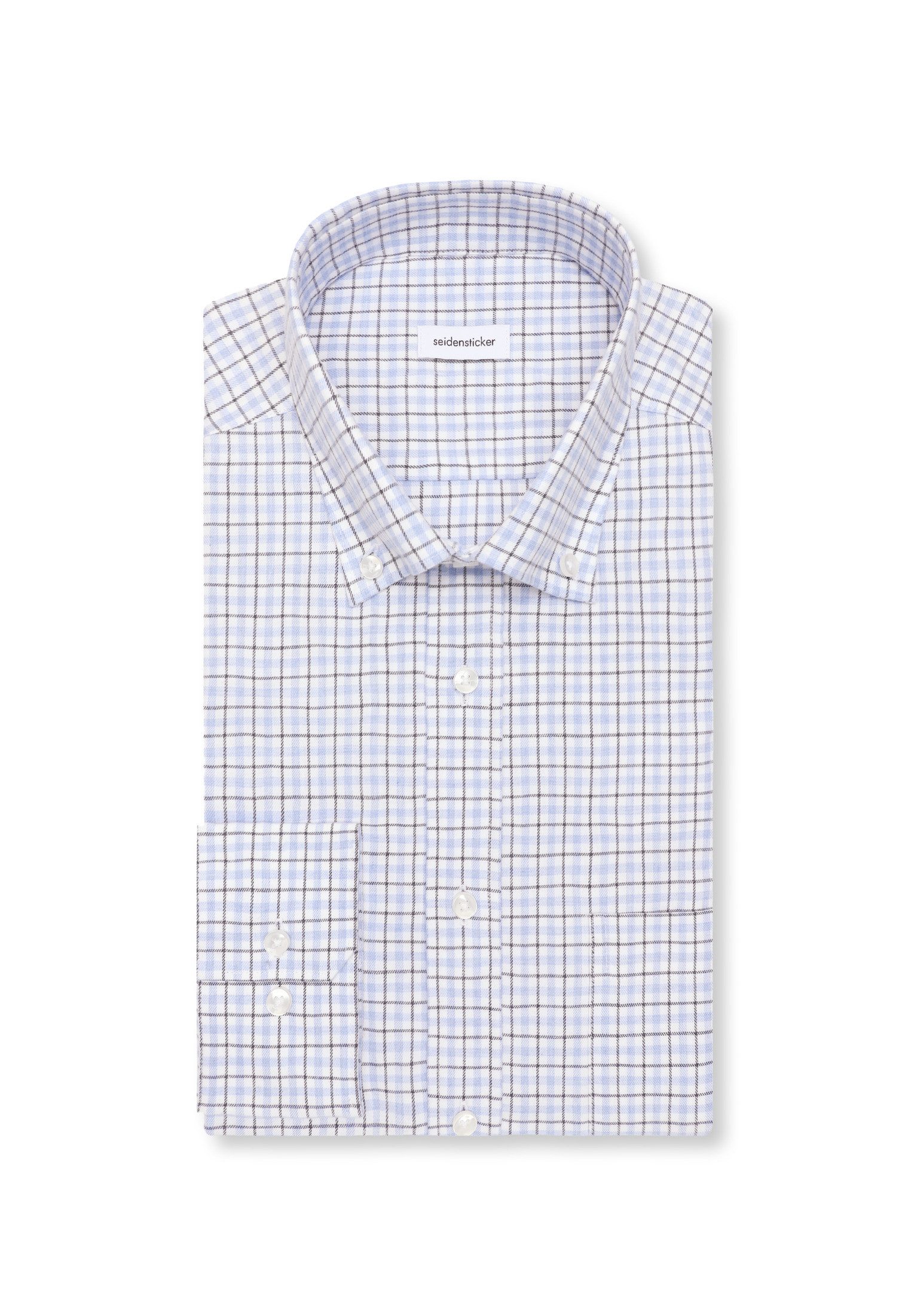 seidensticker Flanellen overhemd Zwarte roos Regular 1/1 Button-down kraag ruit