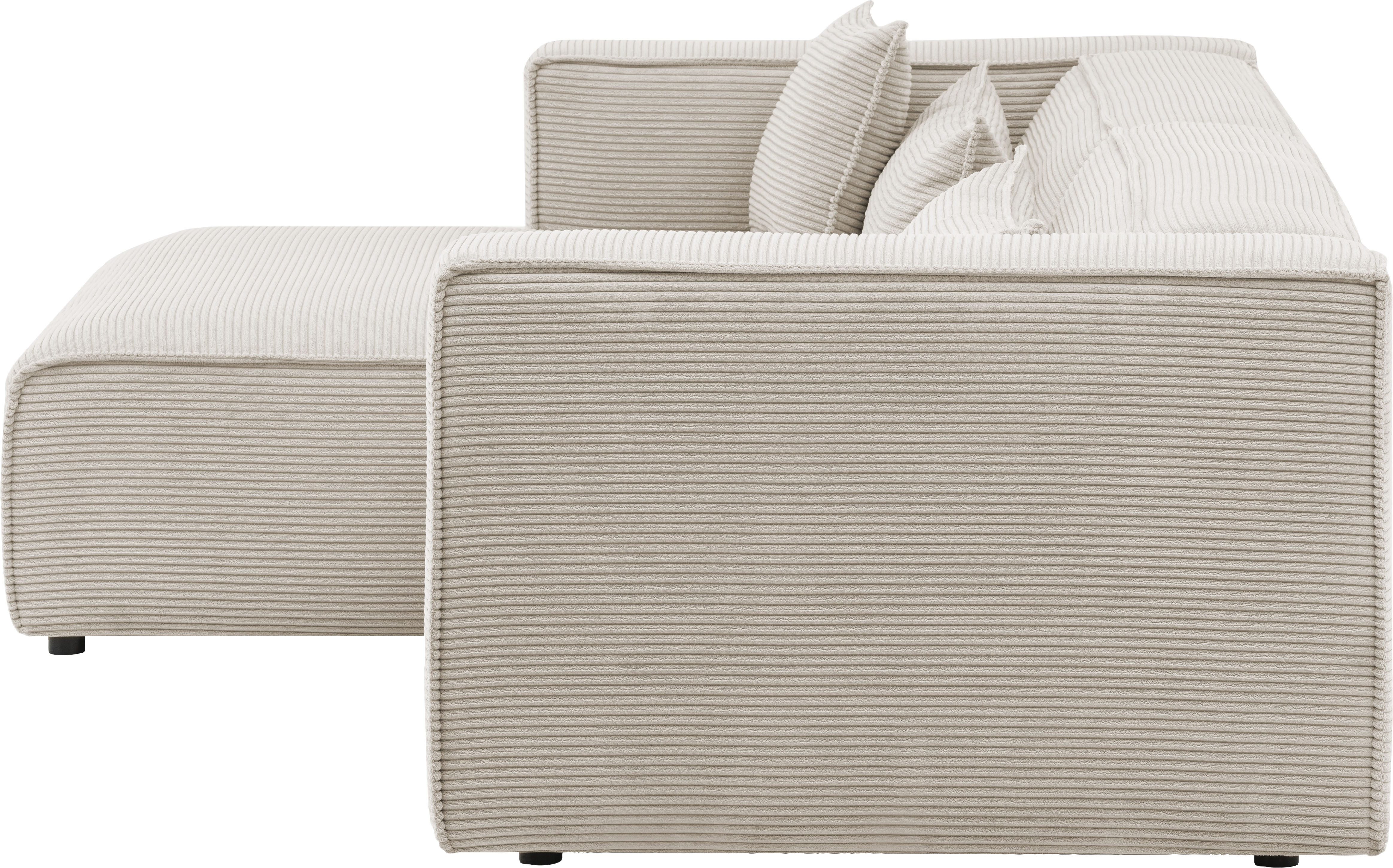 LeGer Home by Lena Gercke Hoekbank PIARA met biesnaad in cord of linnenlook, moderne bank in L-vorm keuze ottomaan rechts/links, zwarte voeten, comfortabel zitcomfort