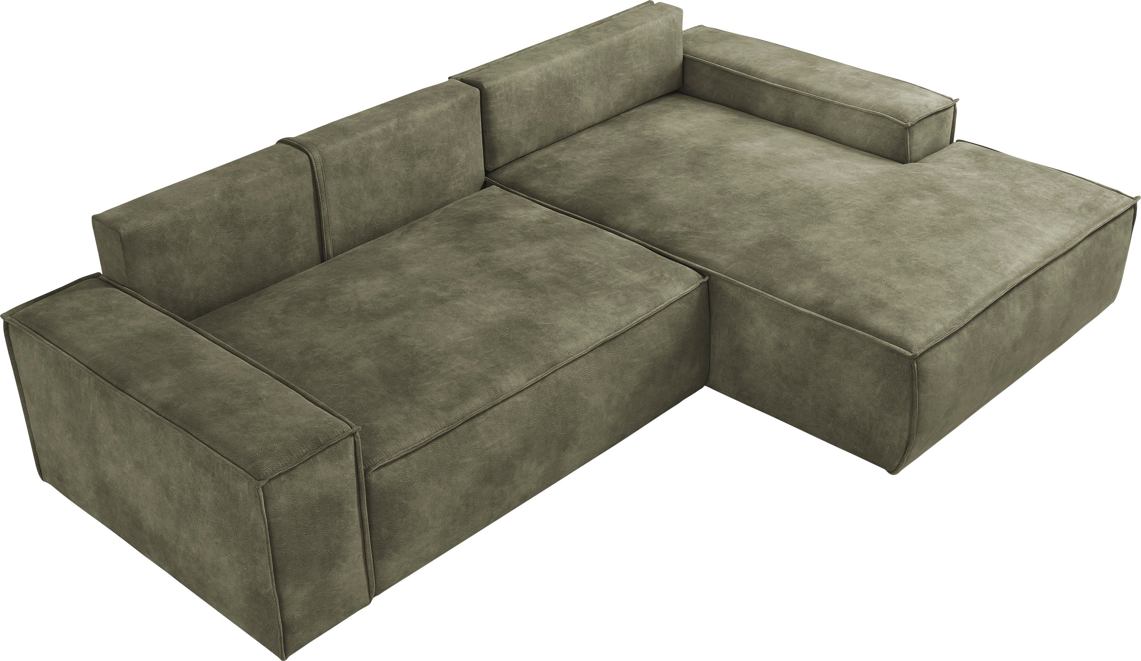 Home affaire Hoekbank SHERWOOD bedbank 267 cm, L-model, Slaapfunctie met bedlade (210x136 cm), cord, vintage, fluweel