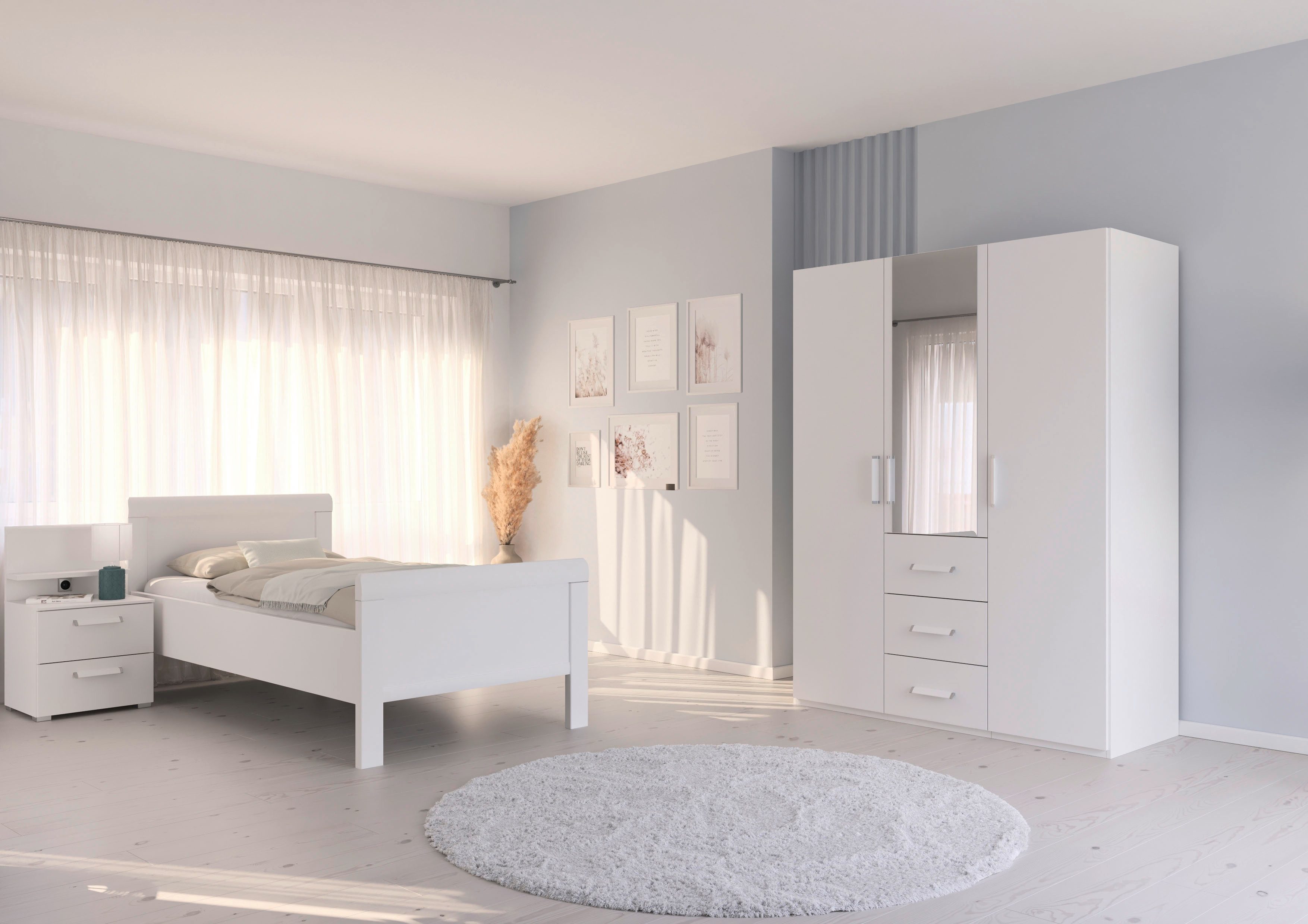 rauch Slaapkamerserie Compleet slaapkamer EVELYN Kast en bed in 2 breedtes, nachtkastje met paneel MADE IN GERMANY (set, 3-delig)