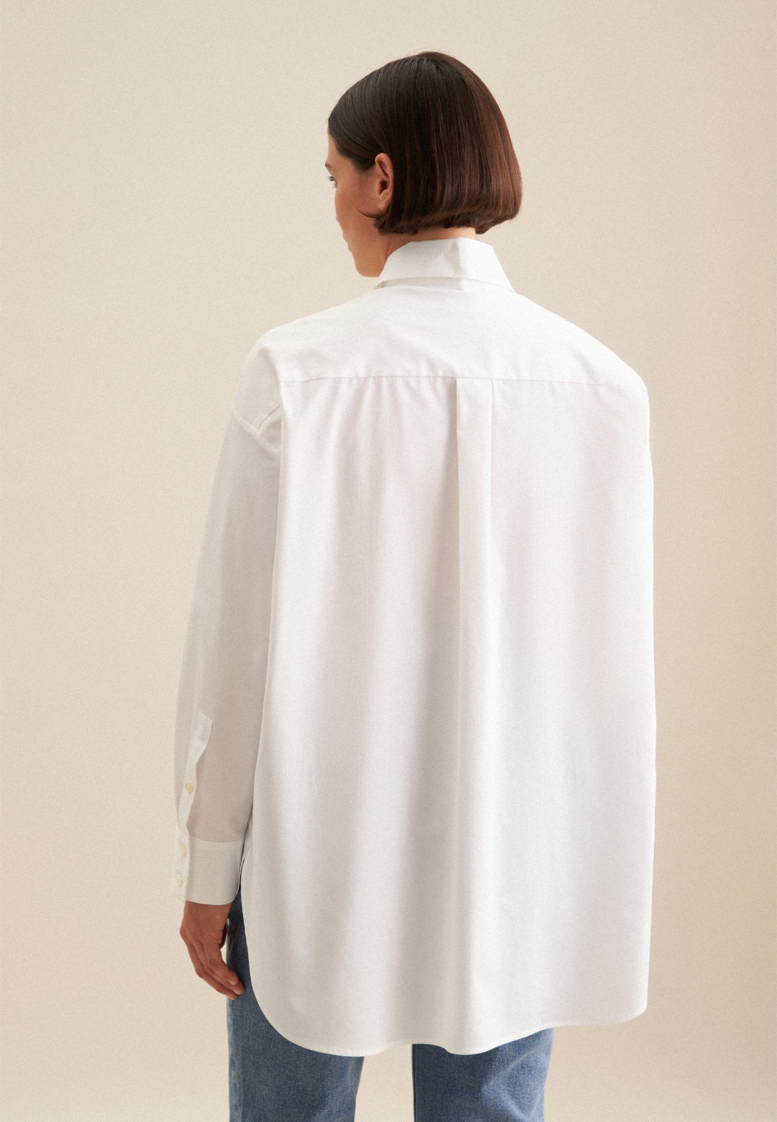 seidensticker Lange blouse Zwarte roos Lange mouwen kraag uni