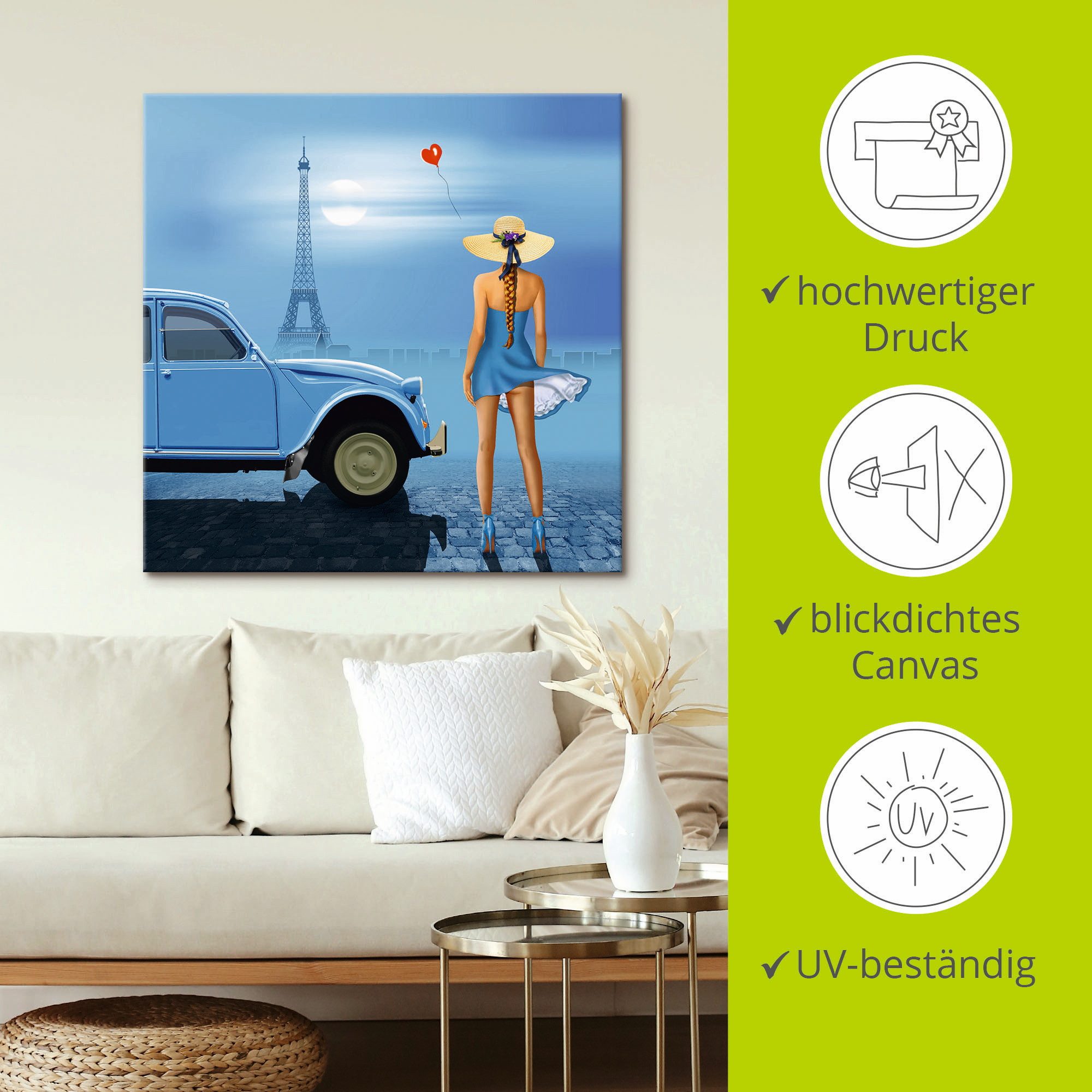 Artland Artprint op linnen Frans blauw gespannen op een spieraam