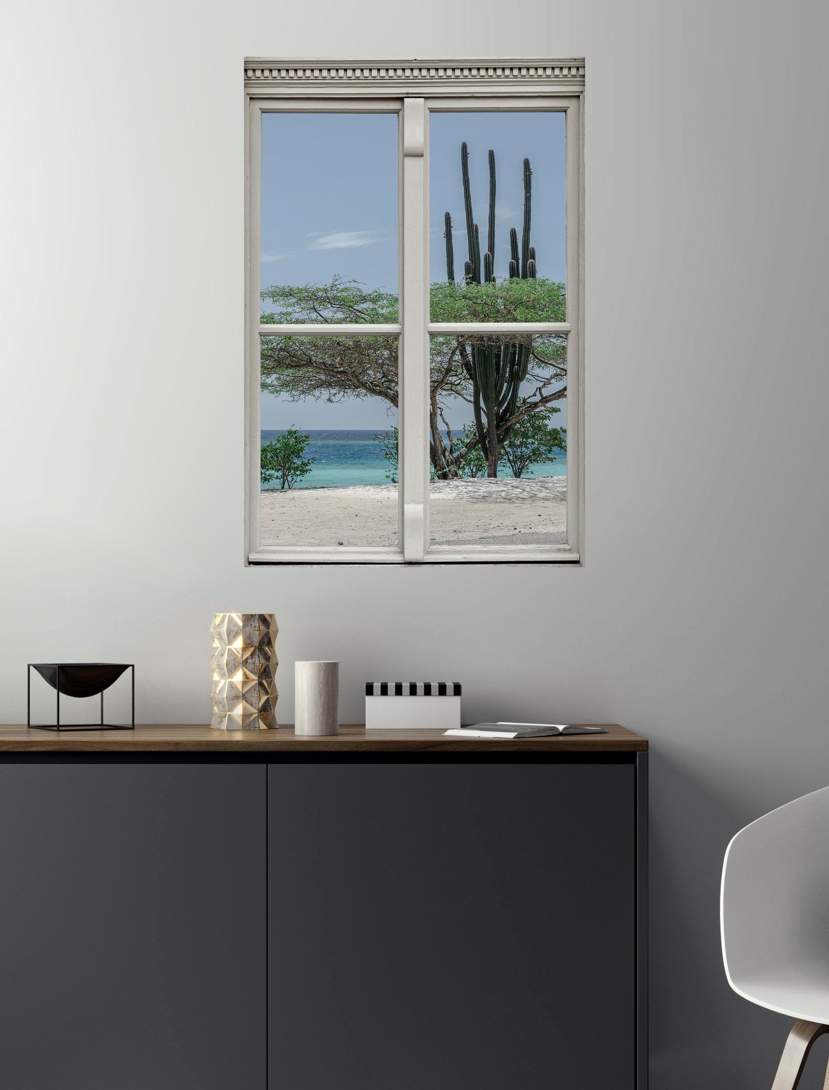 queence Wandfolie Cactus Muursticker, muurdecoratie, zelfklevend, 3D, raam