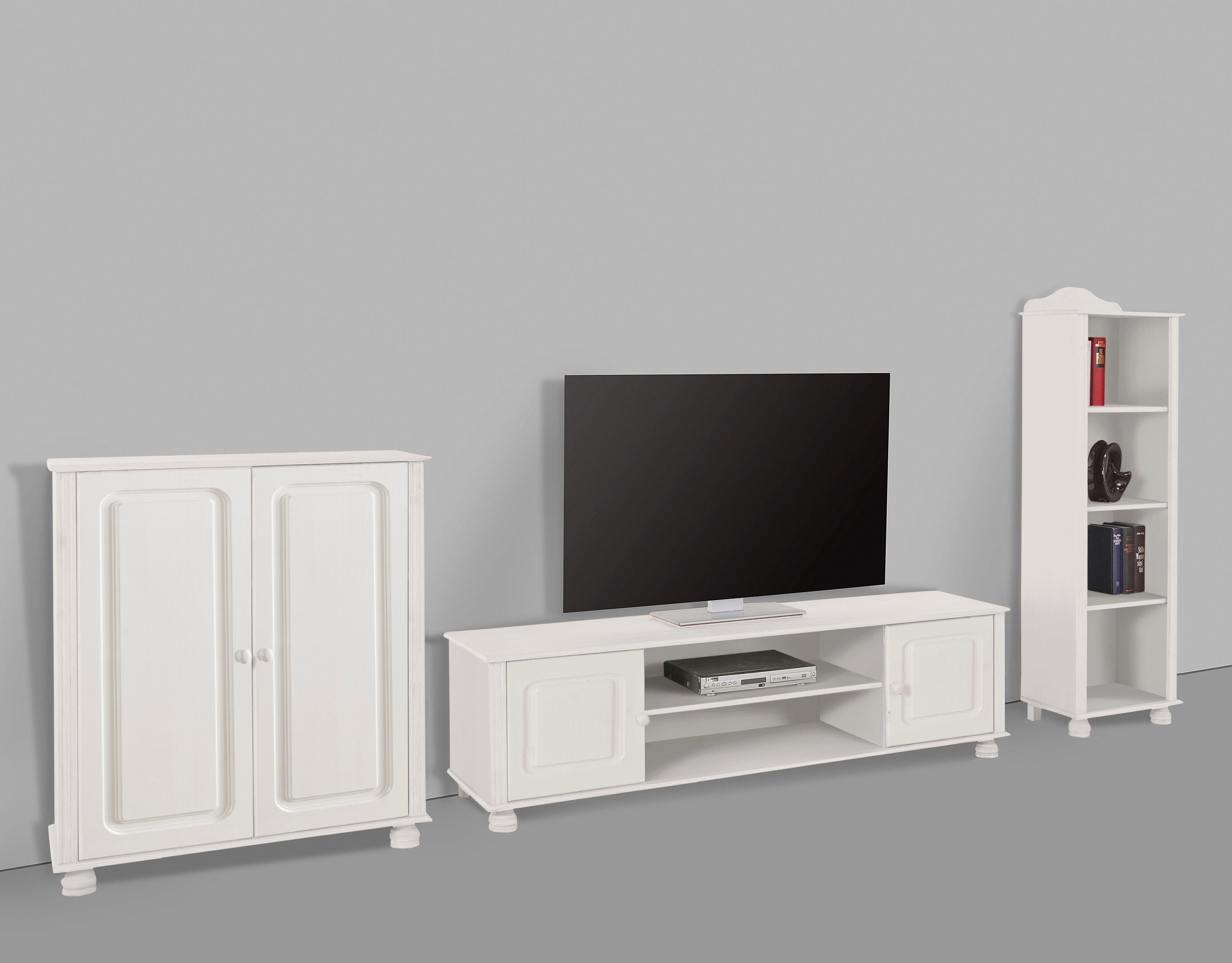 Home affaire Wandmeubel Mette 1 halfhoge kast, 1 boekenkast en 1 tv-meubel zonder wandboard (3-delig)