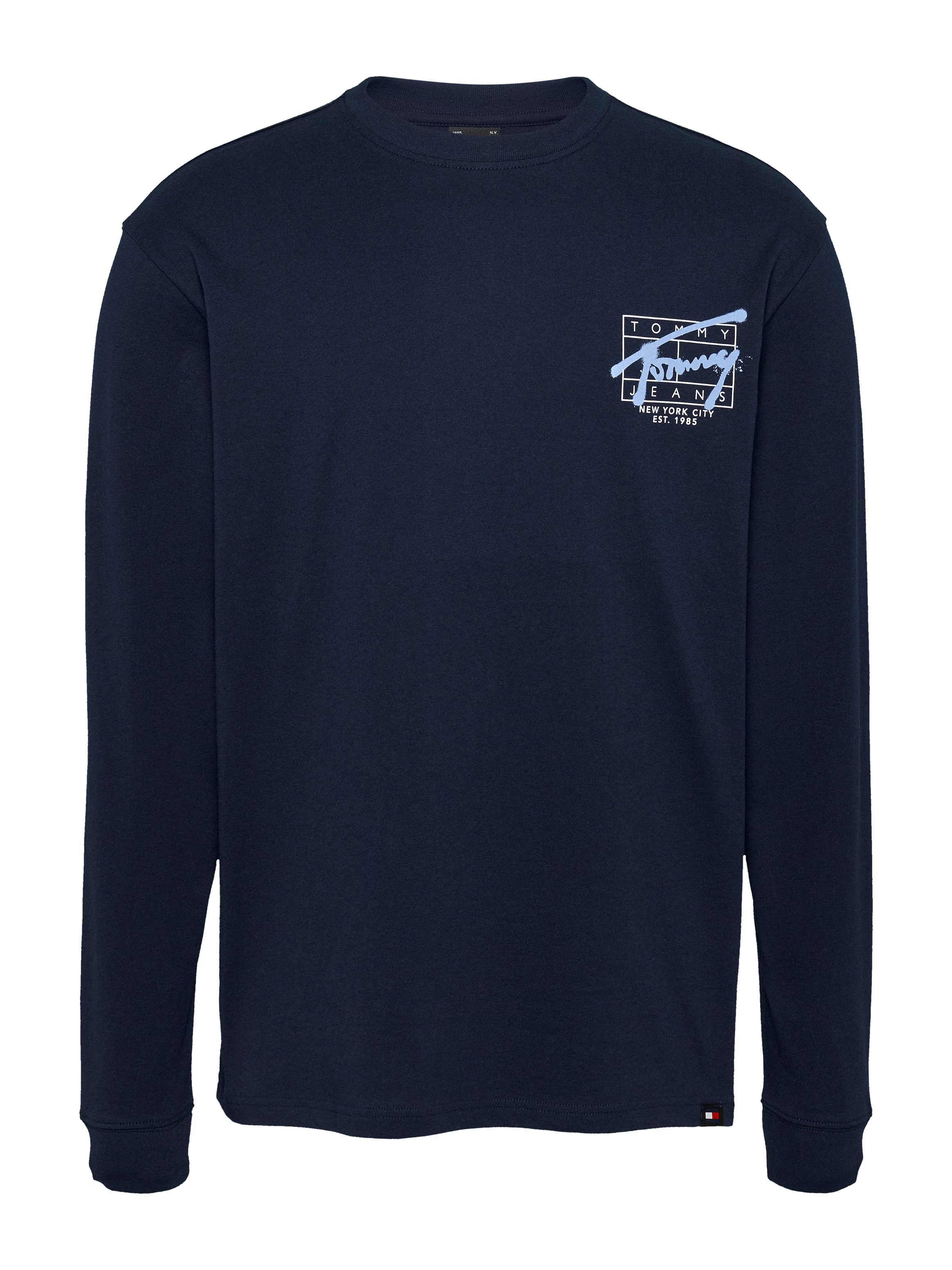 Tommy Jeans Plus Longsleeve TJM REG SPRAY TEE LS EXT Grote maten, met grote print op de rug