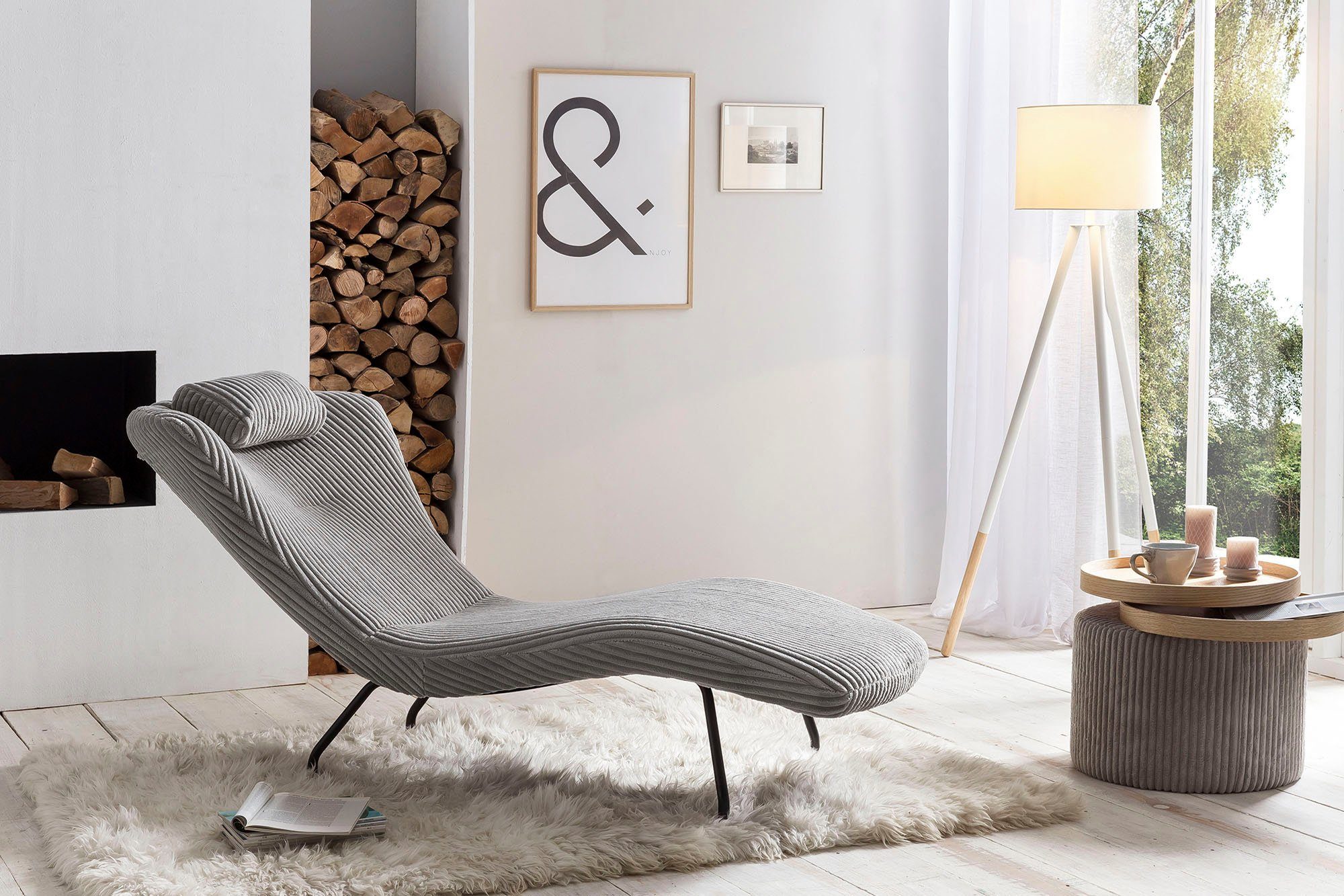 SalesFever Relaxfauteuil met moderne cord bekleding, gezellige stretcher