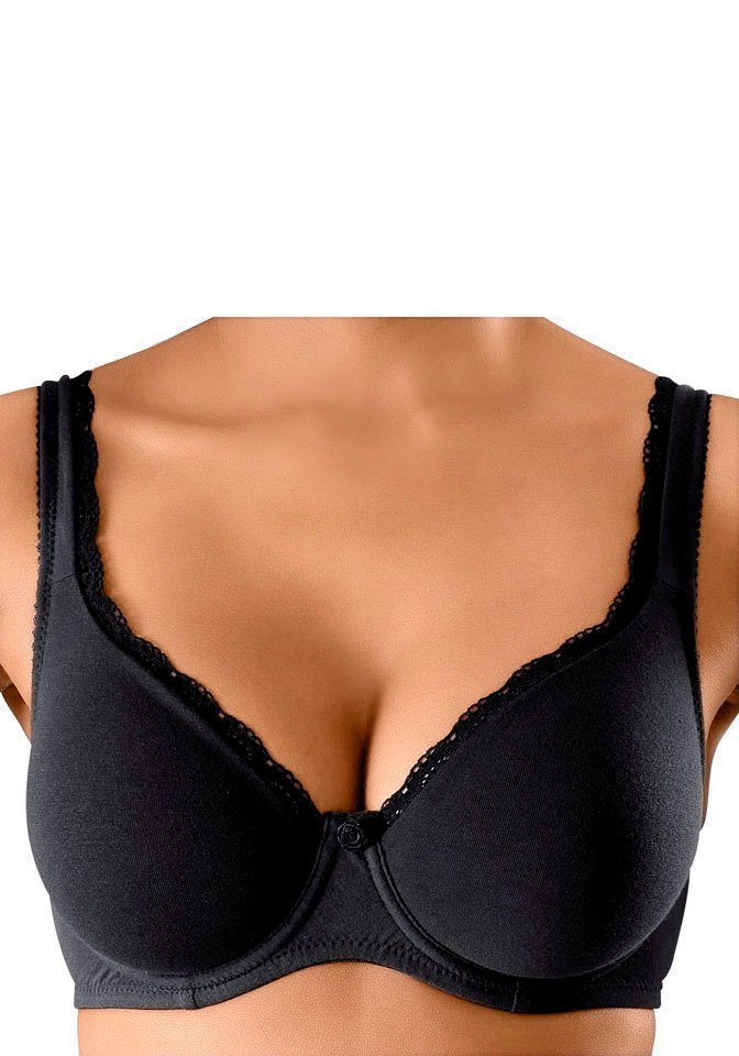 Petite fleur T-shirt-bh met ongevoerde, naadloze cups, gemaakt van katoen(Set van 2)