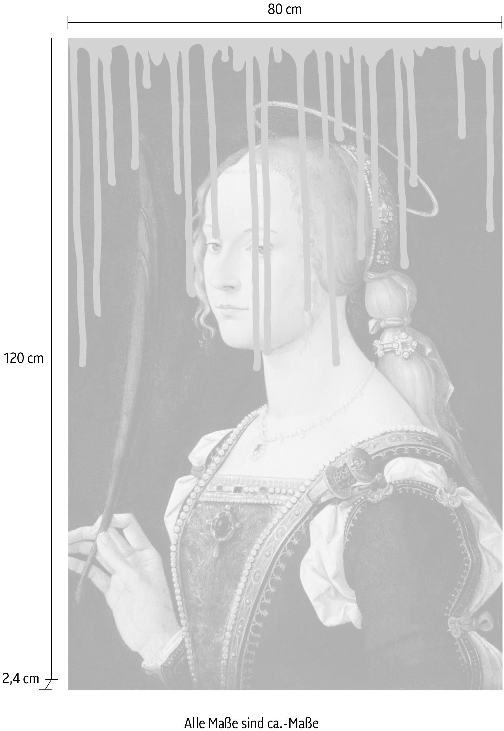queence Artprint op acrylglas Vrouw met kleurvlek Fine Art-print in galeriekwaliteit