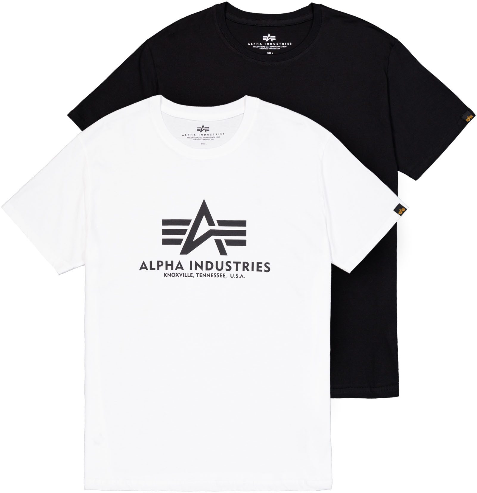 Alpha Industries Shirt met ronde hals Basic T 2 Pack (set, 2-delig) heren ronde hals maat L zwart