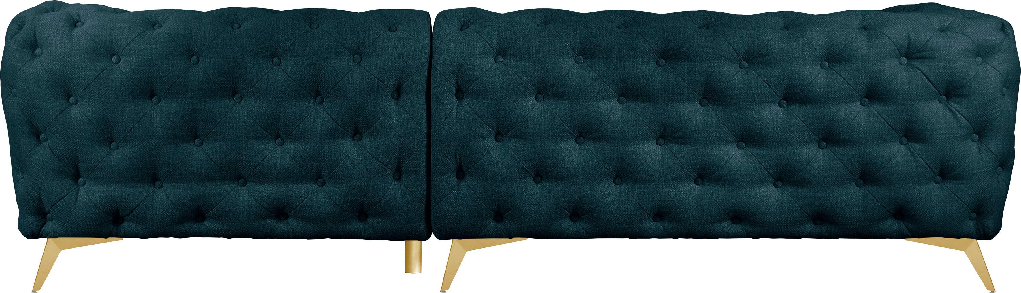 Leonique Chesterfield-bank Glynis L-vorm luxueuze capitonnage, moderne chesterfield look, kleur van de poten ter keuze