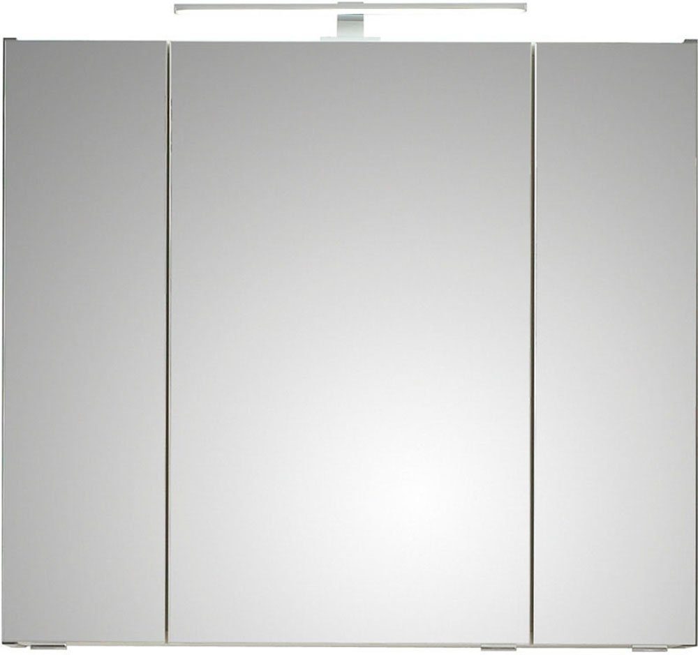 Saphir Badkamerserie Quickset 5-delig, keramische opzetwastafel en LED-spiegelkast Halfhoge kast, onderkast, hangend kastje, inclusief deurdemper, 7 deuren (7-delig)