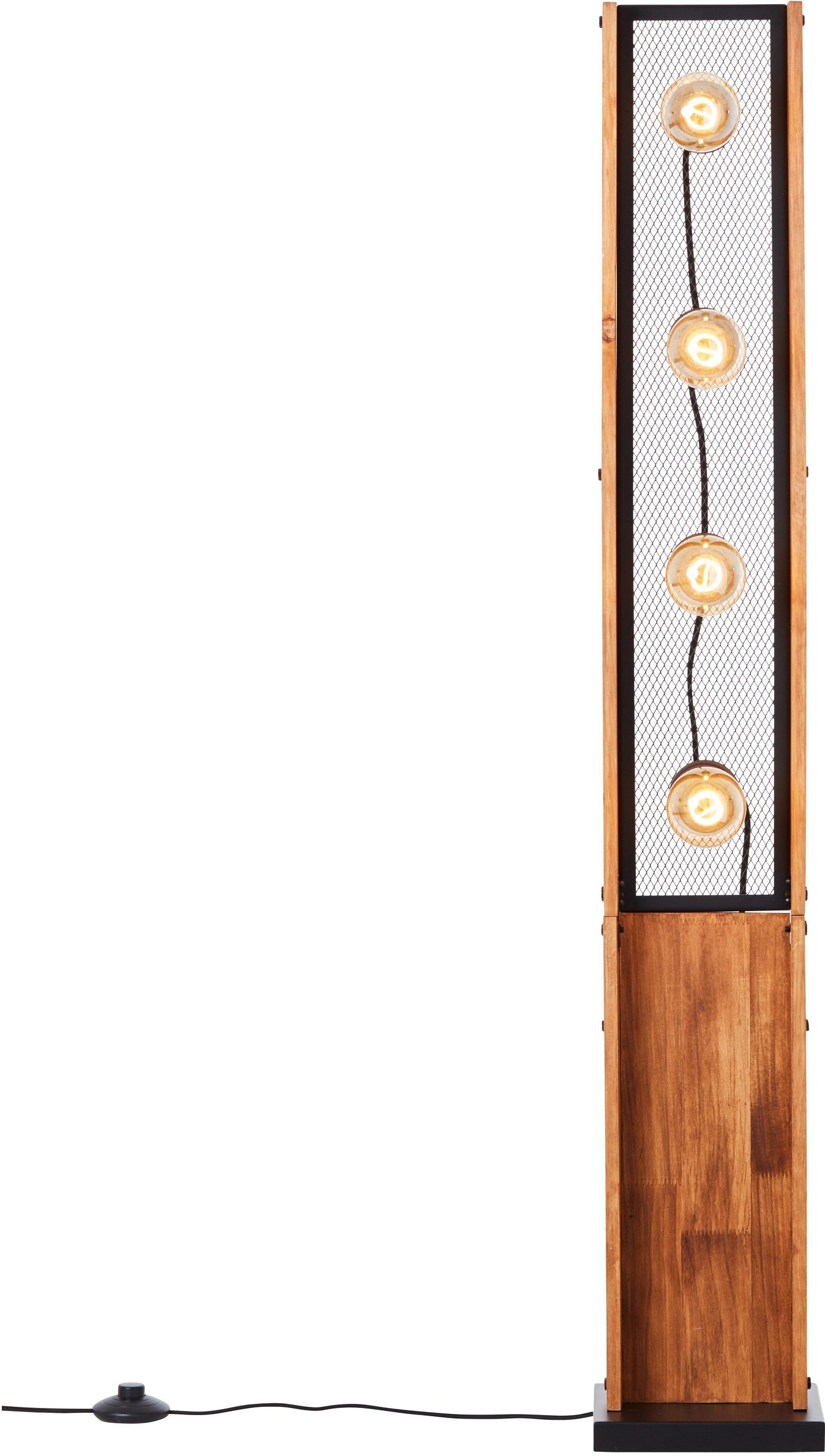 Brilliant Leuchten Staande lamp Calandra 125,5 x 20 x 20 cm, 4 x e27, metaal/hout, zwart/hout (1 stuk)