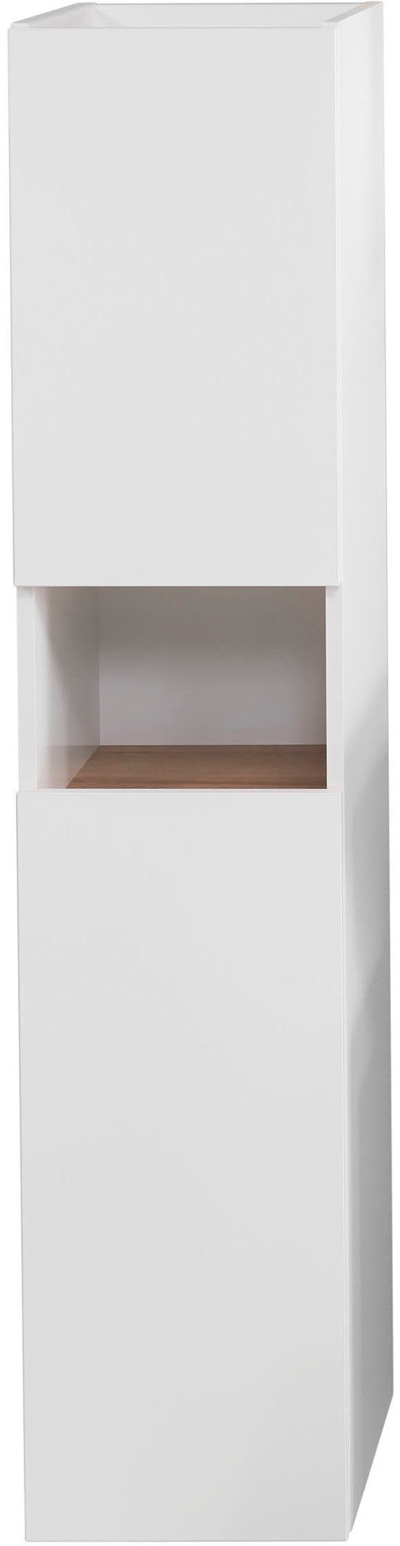 Saphir Badkamerserie Quickset 947 3-delig, wastafelonderkast met spiegel Onderkast, 4 deuren, 2 planken, incl. deurdempers, wit glans (4-delig)