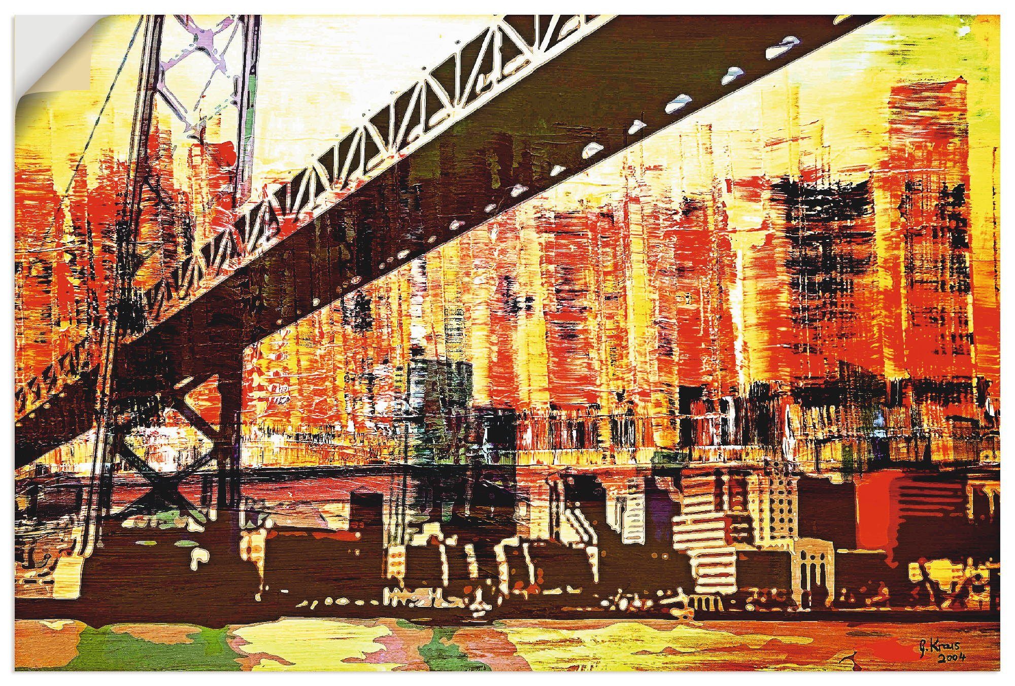 Artland Artprint San Francisco met Oakland Bay Bridge in vele afmetingen & productsoorten - artprint van aluminium / artprint voor buiten, artprint op linnen, poster, muursticker /