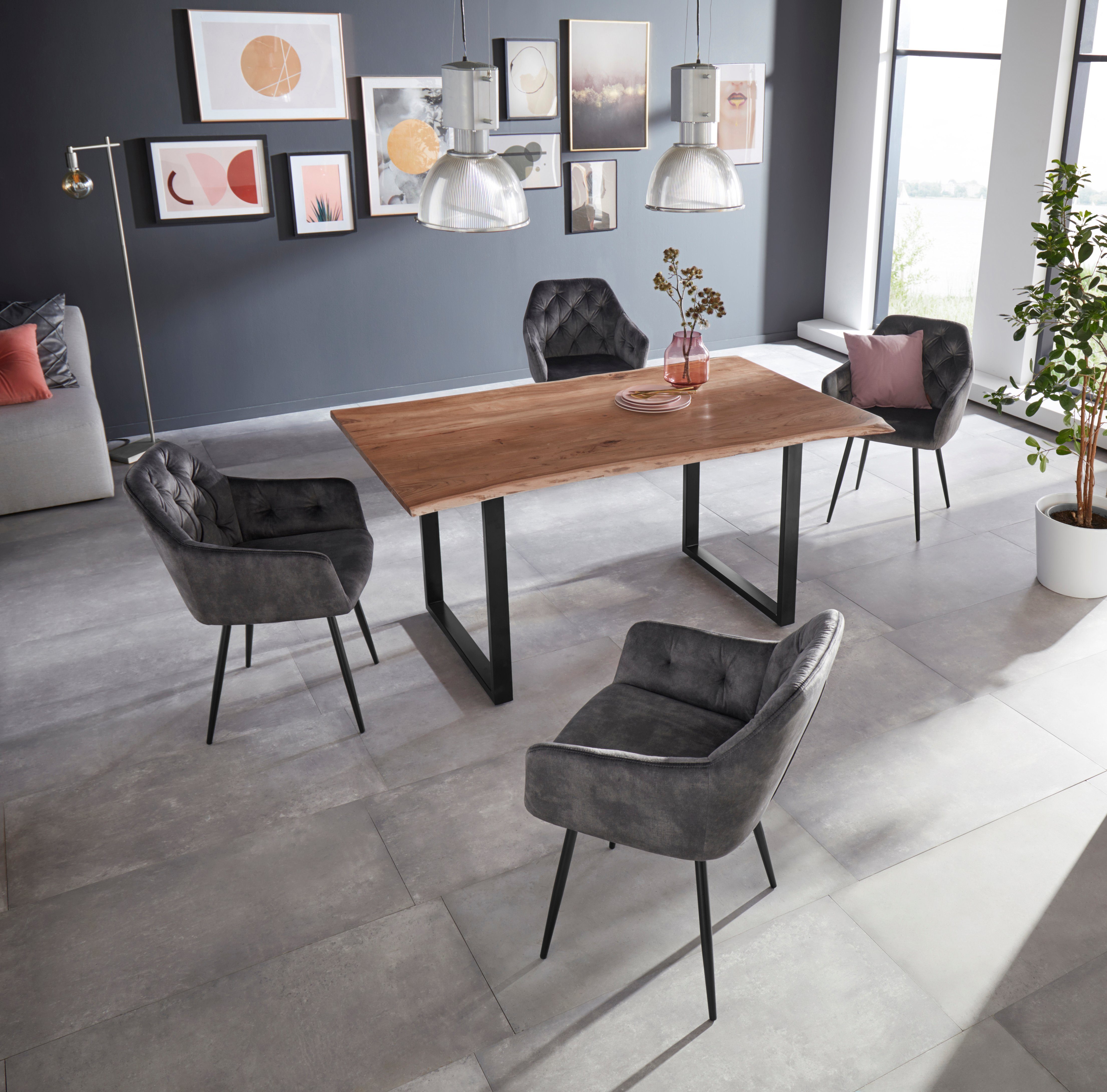 HELA Eetkamerstoel Kira schaalstoel Boho, bestseller Stoel met armleuningen fluweel of microvezel bekleding (set, 2 stuks)