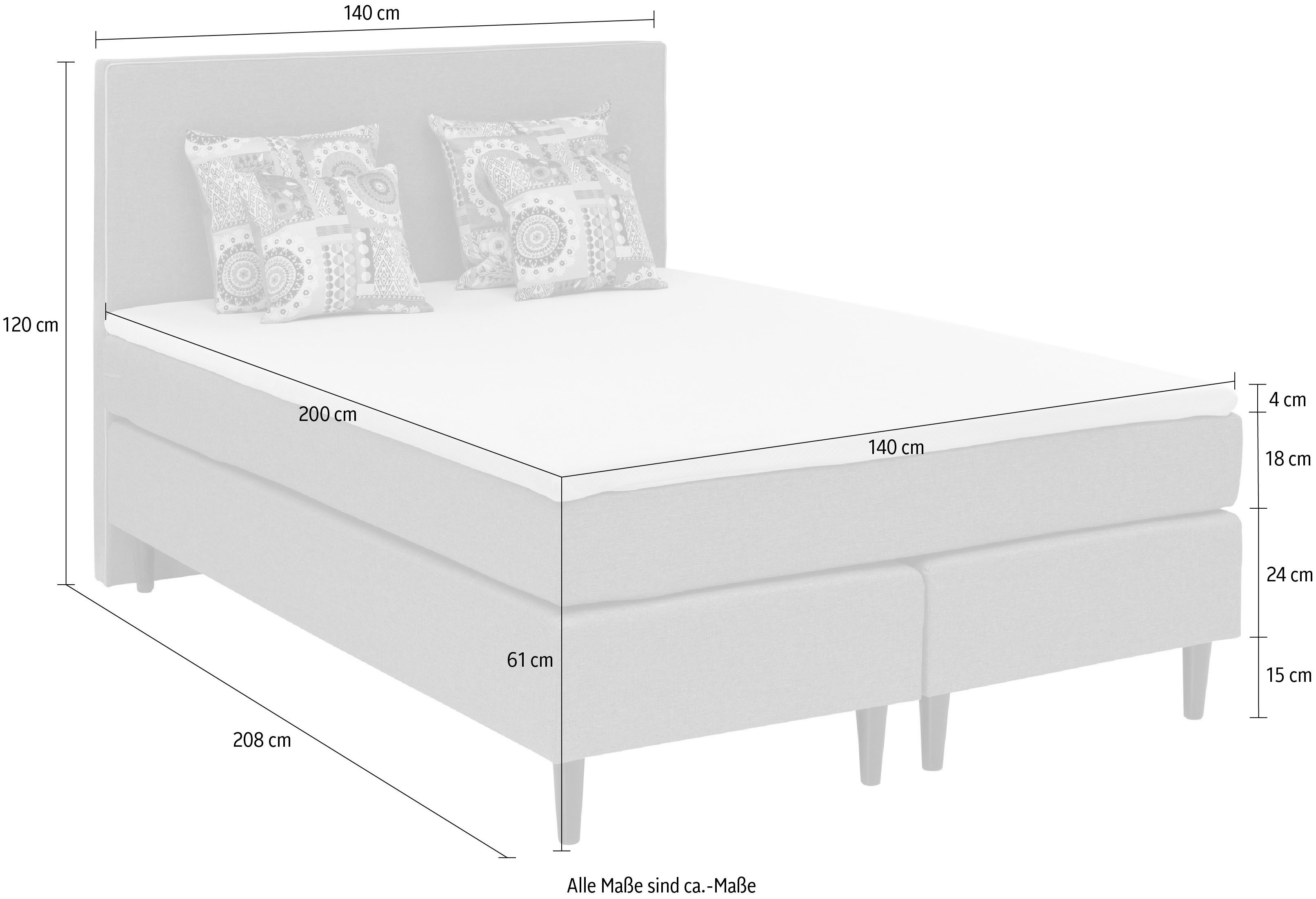 grüne betten Boxspring Luisa met pocketveringsmatras, topmatras en sierkussen, 100% veganistisch