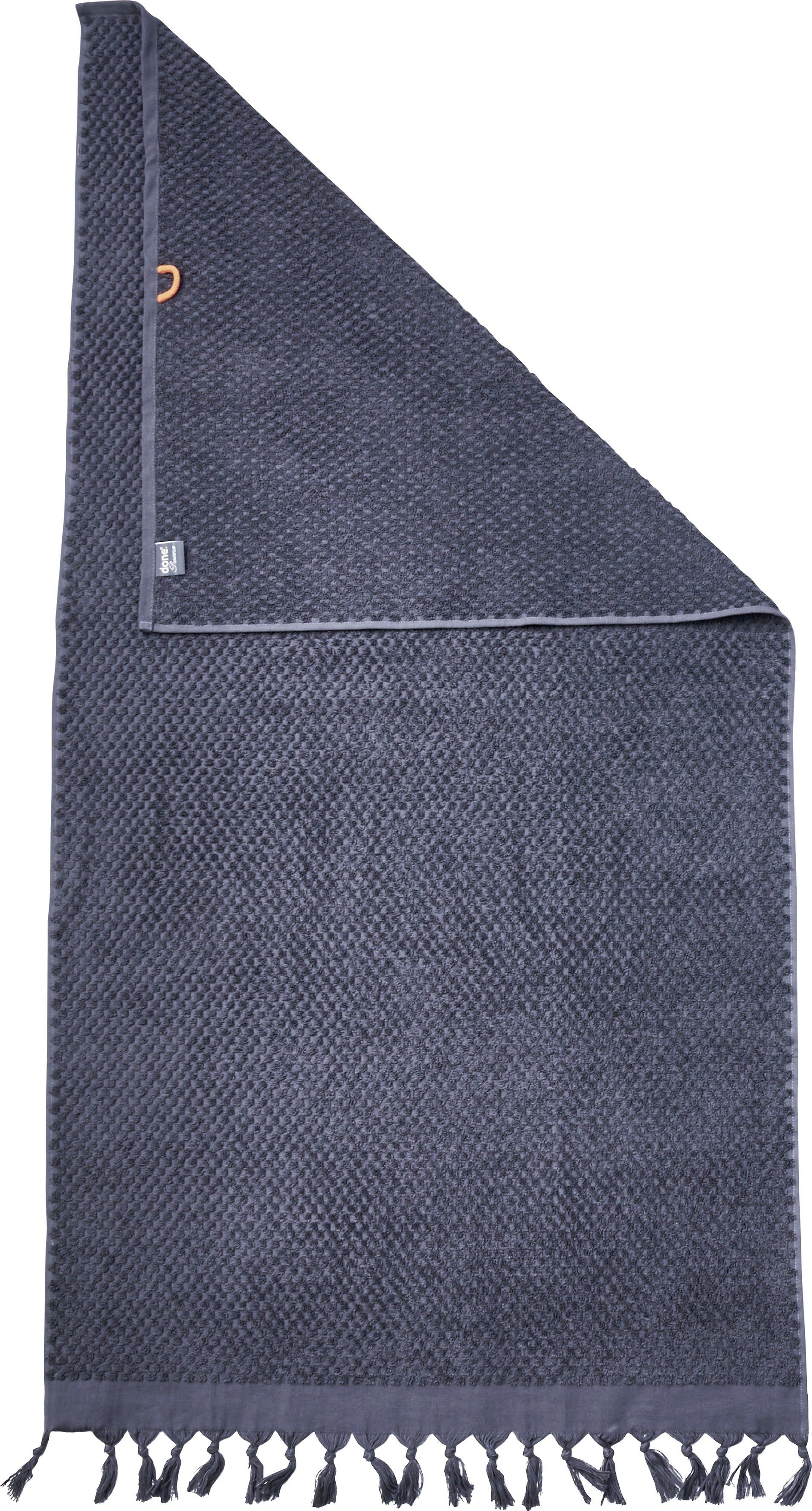 done.® Douchelaken Provence HONEYCOMB Unikleurig, in honingraten-look, met franje (1 stuk)