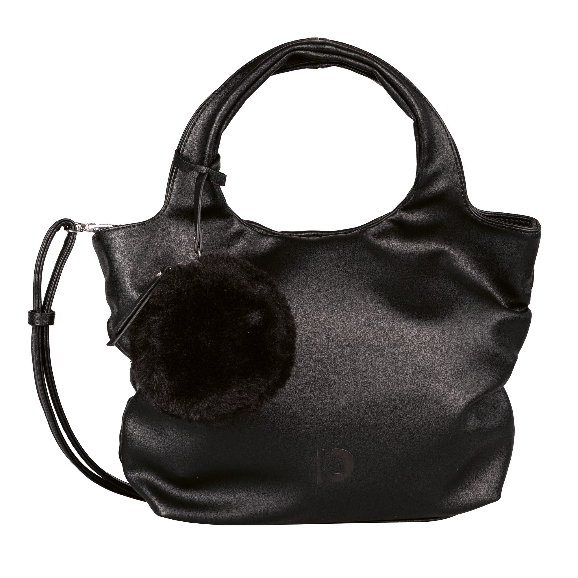 Tom Tailor Denim Shopper NILA met zijdetails en een functionele kunstbont hanger dames shoppers maat 29 cm zwart