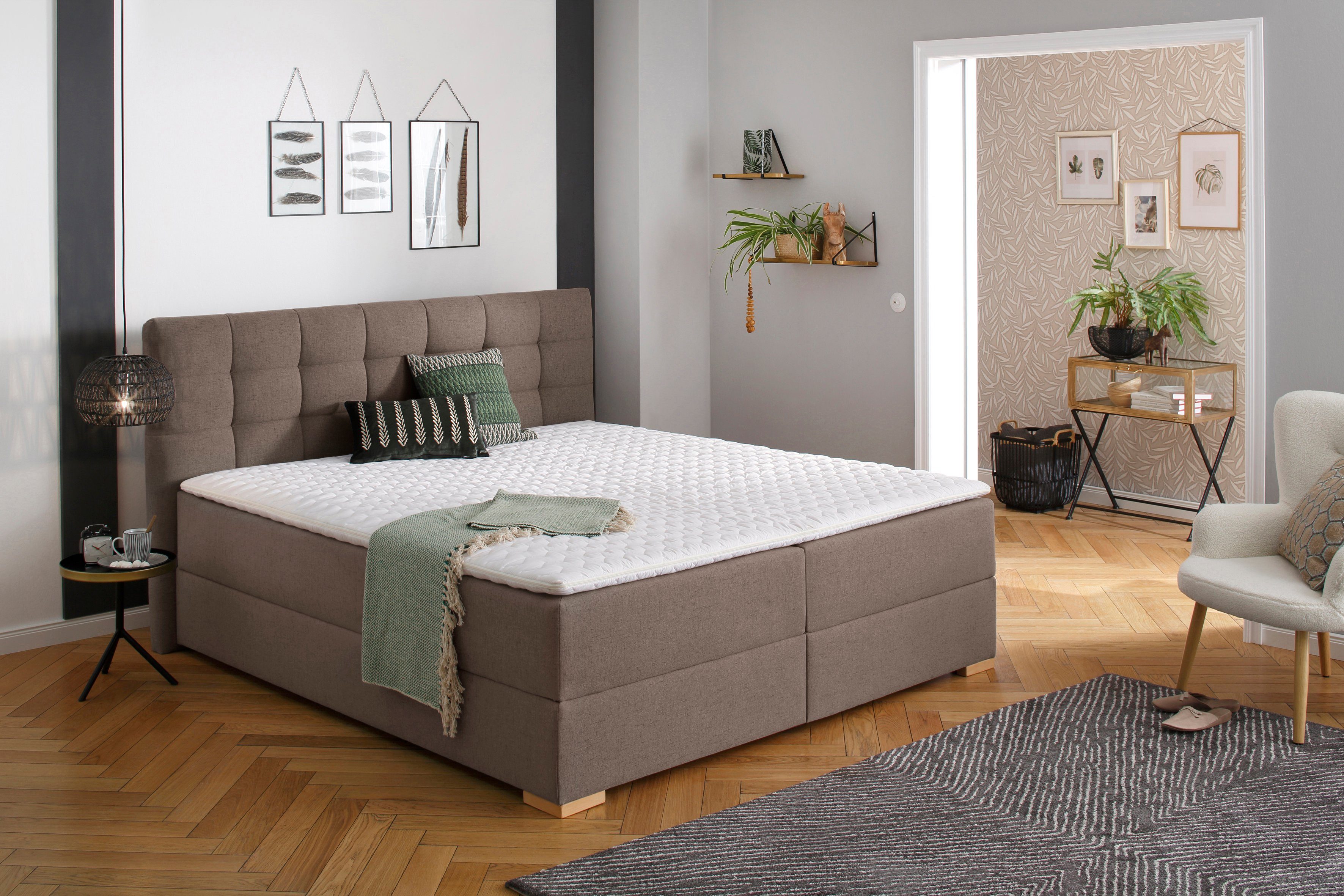 Home affaire Boxspring Olivet in 4 kleuren, 4 breedten, 2 matrassoorten, ook in extra lang 220 cm