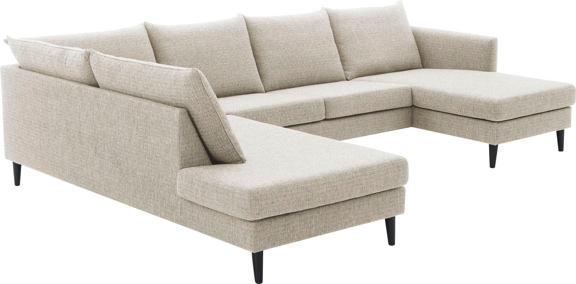 ATLANTIC home collection Zithoek Rekvik U-vorm met golfvering, met massief houten poten