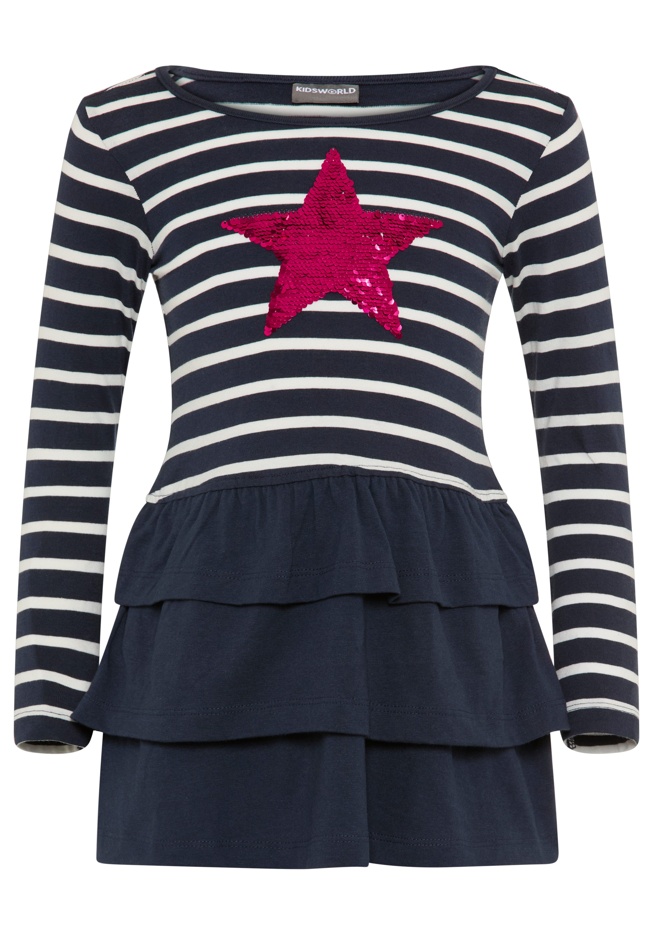 KIDSWORLD Jerseyjurk Voor kleine meisjes voor feesten en speciale gelegenheden, knie-vrije lengte, modieuze stijl