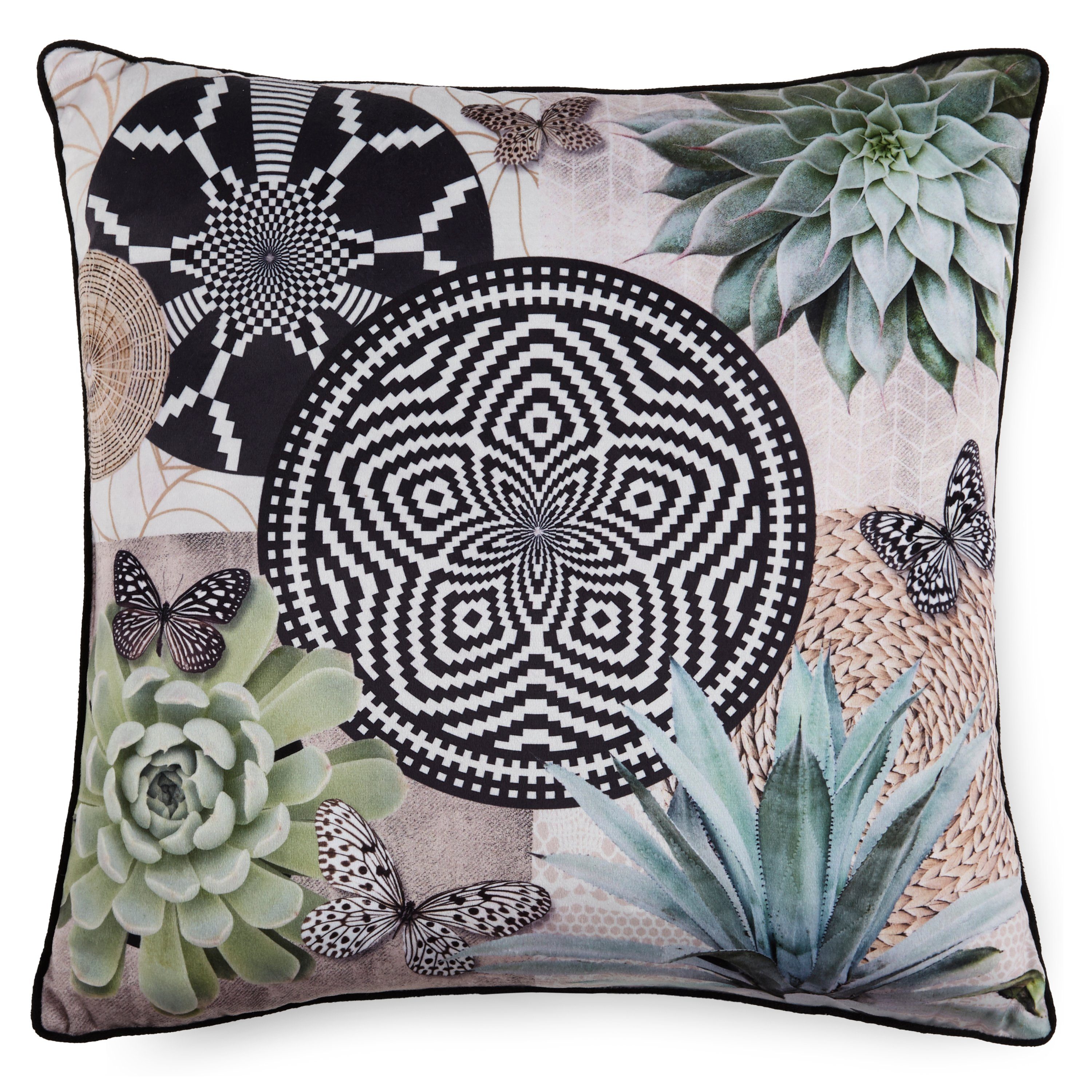 hip Sierkussen Skylar Met vulling, 1 stuk, Bies, 30x60, Omkeerbaar, Zacht, Mandala, Groen (1 stuk)