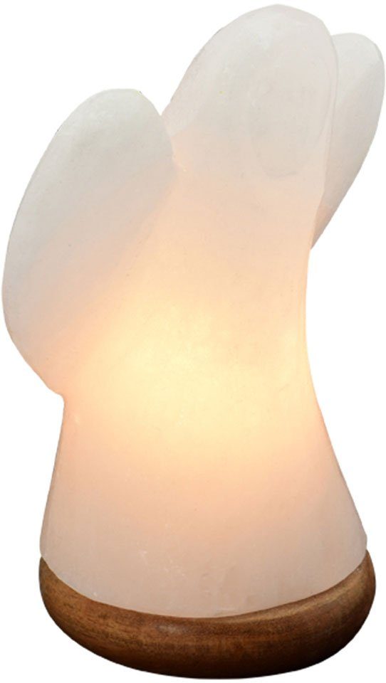 Himalaya Zoutkristal Lamp engel met houten voet witte lamp 46231 19 cm hoog
