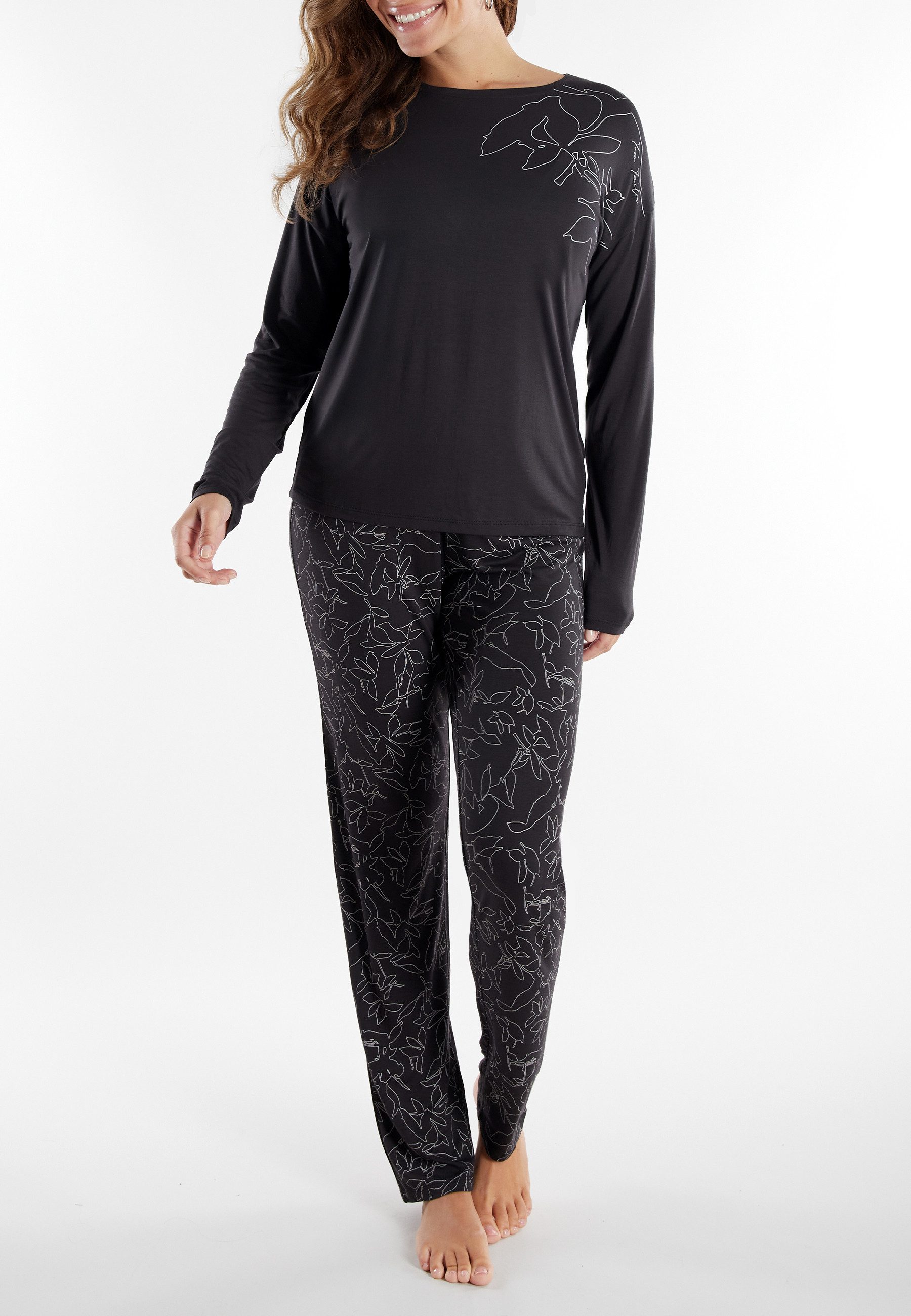 Tom Tailor Pyjama Xanthi met lange mouwen, ronde hals (2-delig)