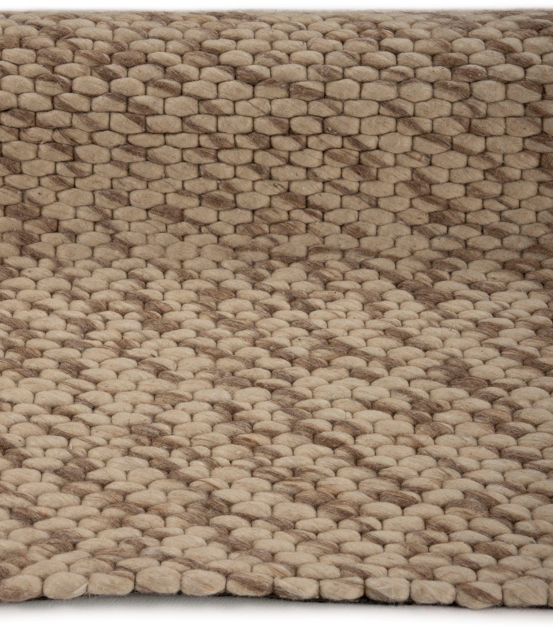 carpetfine Wollen kleed Sina grove structuur, tijdloos design, 100% wol, woonkamer