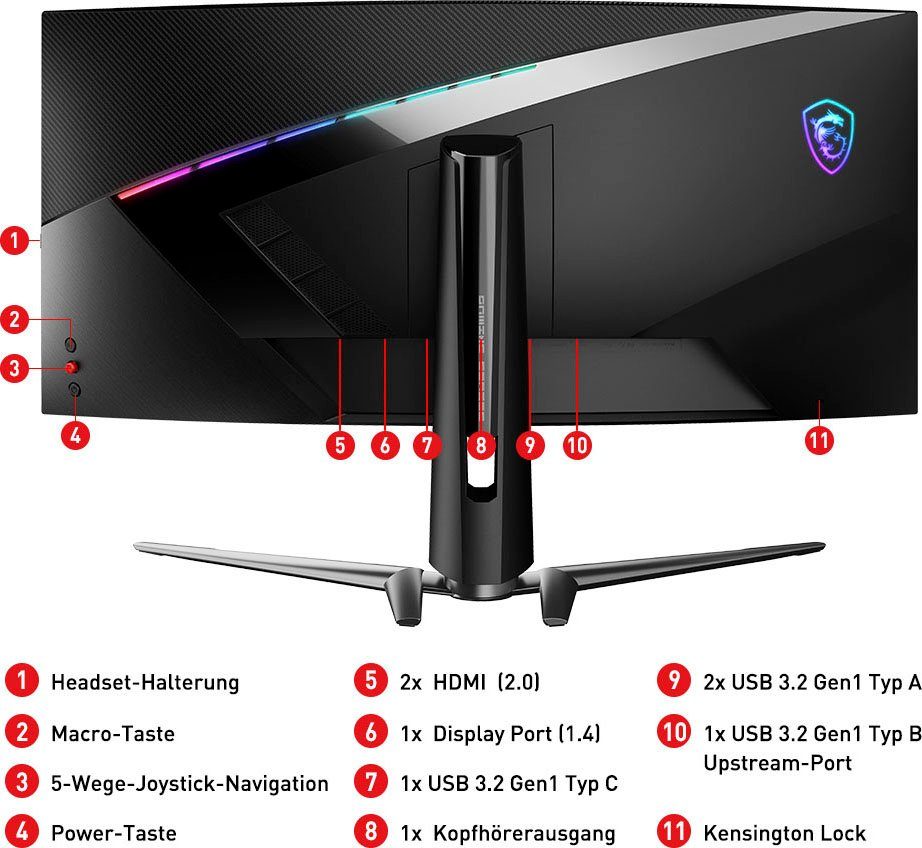 MSI Curved-gaming-ledscherm MPG Artymis 343CQR, 86 cm / 34", UWQHD