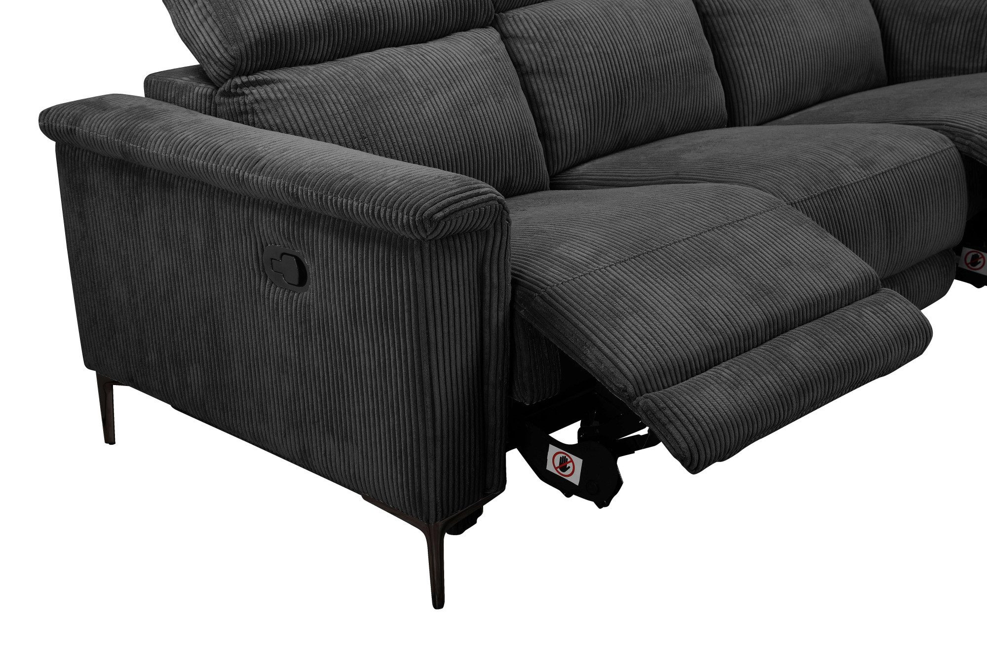 Places of Style 3-zitsbank Lund Cord, met handmatige of elektrische relaxfunctie in 2 zitplaatsen