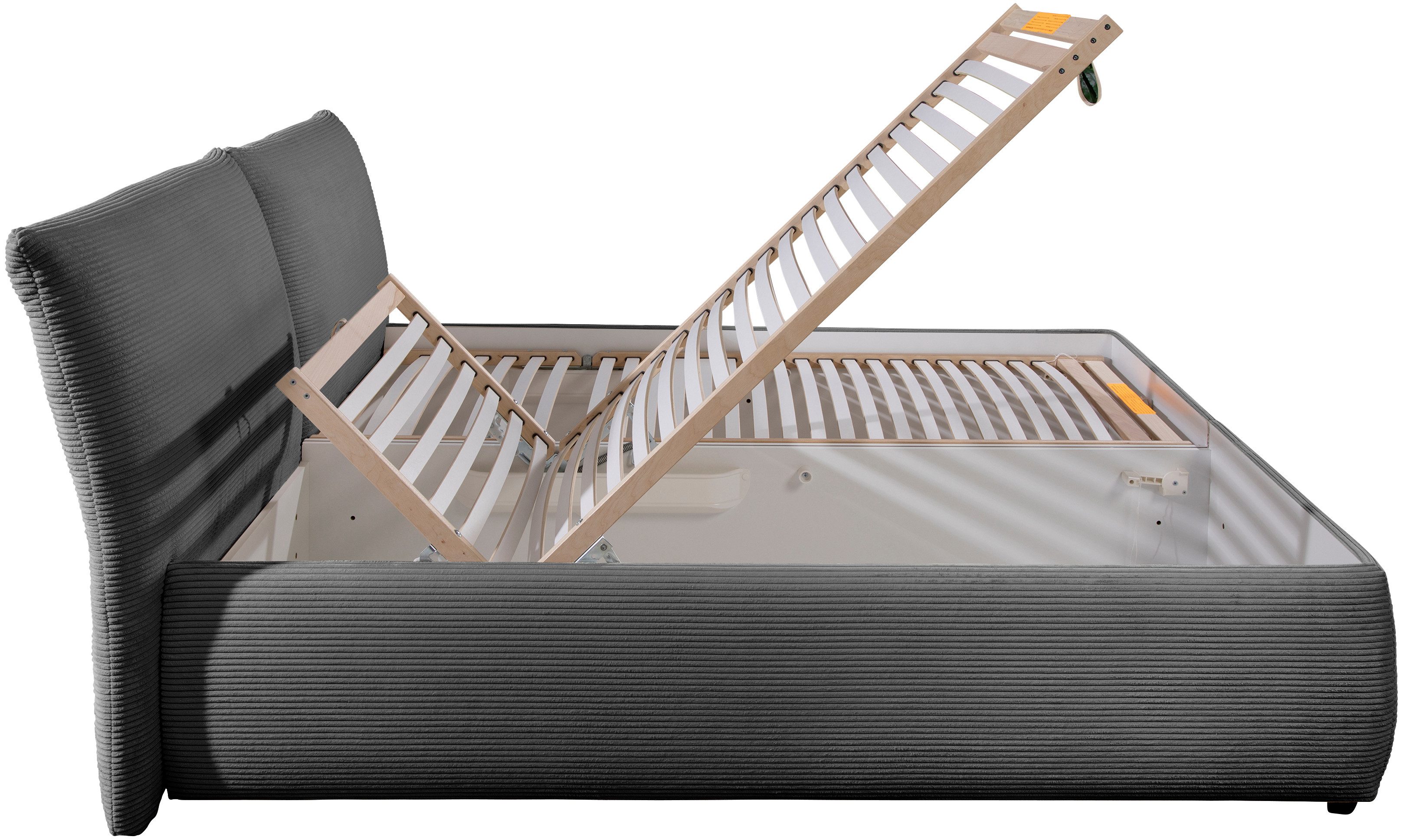 Maintal Gestoffeerd bed Wiesenbach, met cord-stof optioneel in hardheidsgraad h2, h3 of h4