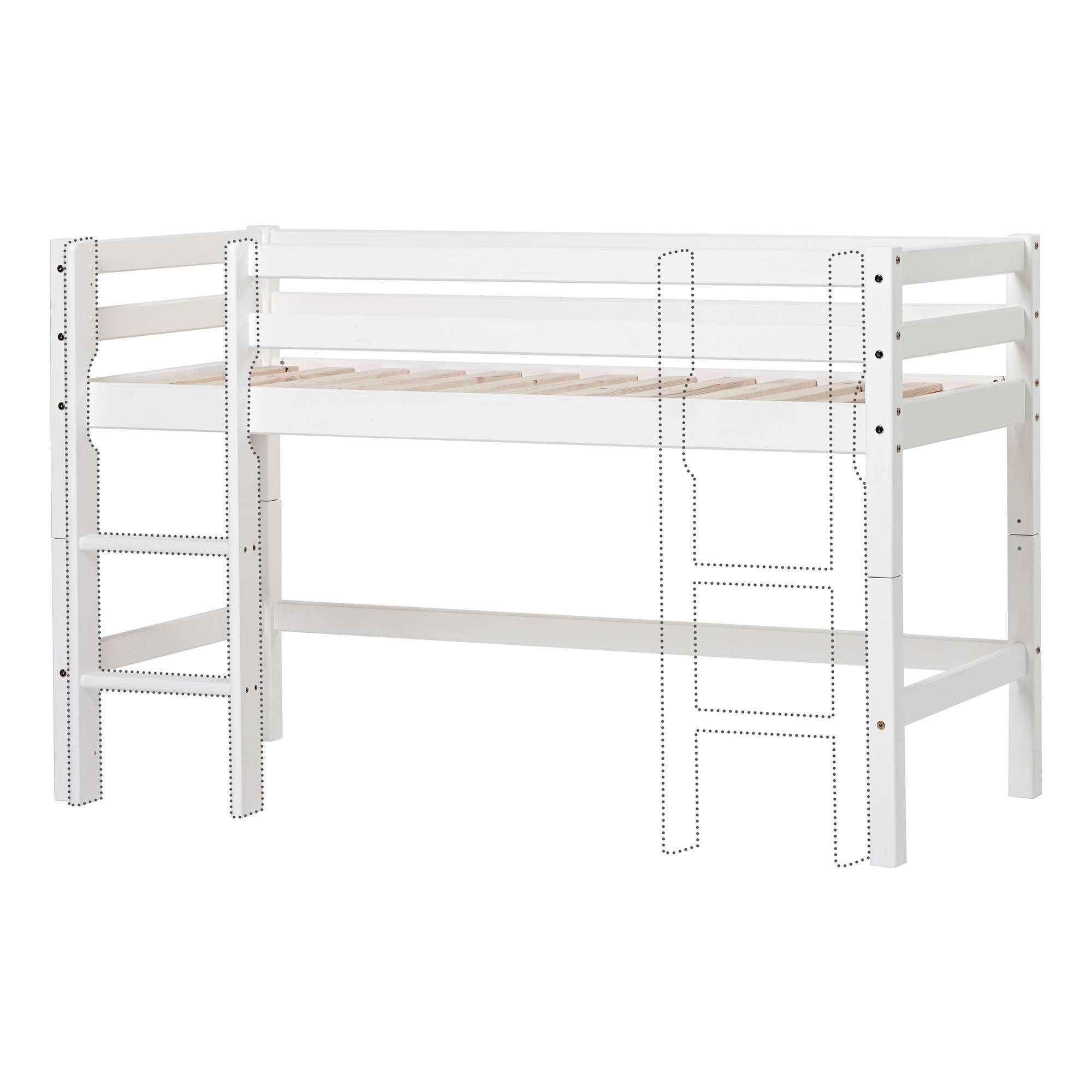 Hoppekids Hoogslaper ECO Dream, kinderbed, speelbed, halfhoog bed van massief hout