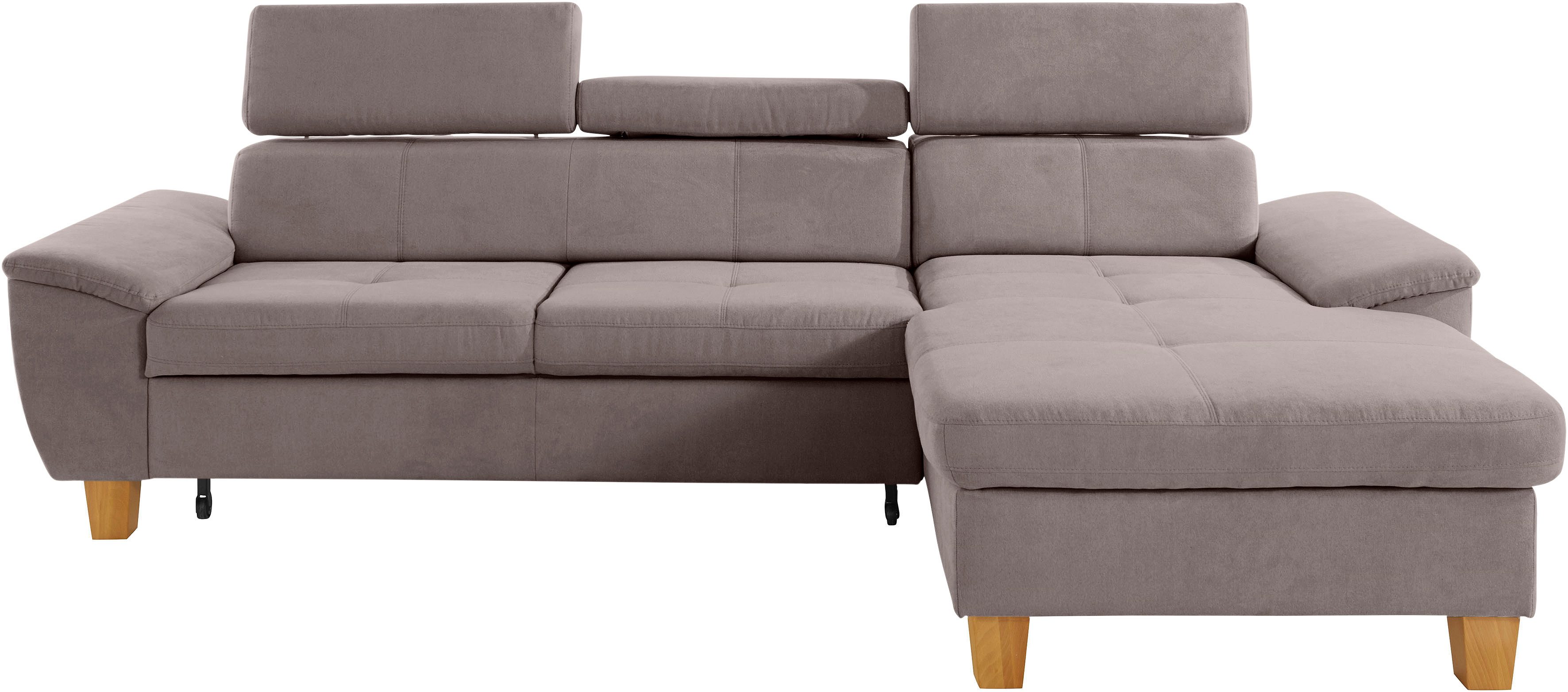 exxpo - sofa fashion Hoekbank Enya, uitgebreide afwerking, hoog zitcomfort, comfortabel, L-vorm inclusief verstelbare hoofdsteun, naar keuze met slaapfunctie en bedkist