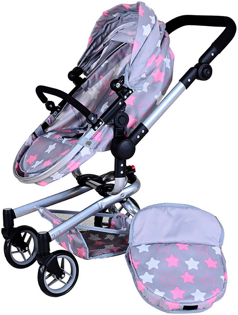 Knorrtoys® Combi-poppenwagen Boonk - star grey pink