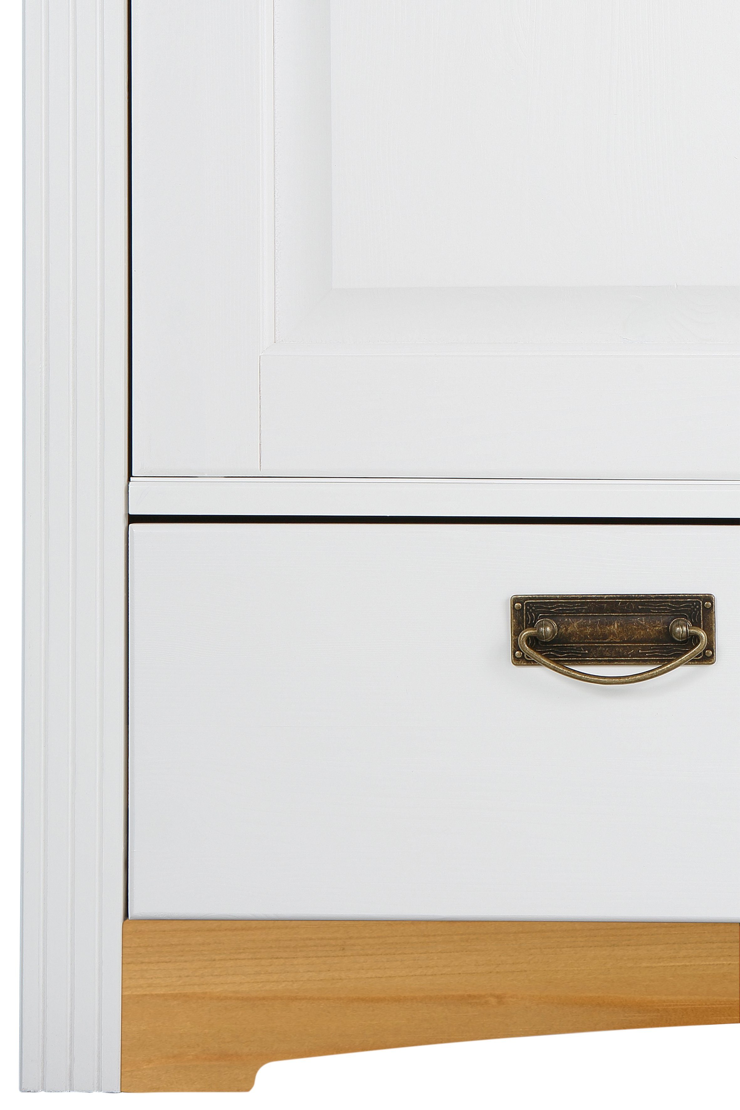Home affaire Schuifdeurkast Konrad, landelijke stijl, rustiek, met lades + spiegel, kassettes massief dennenhout, fsc®-gecertificeerd, messing handgrepen, verschillende varianten