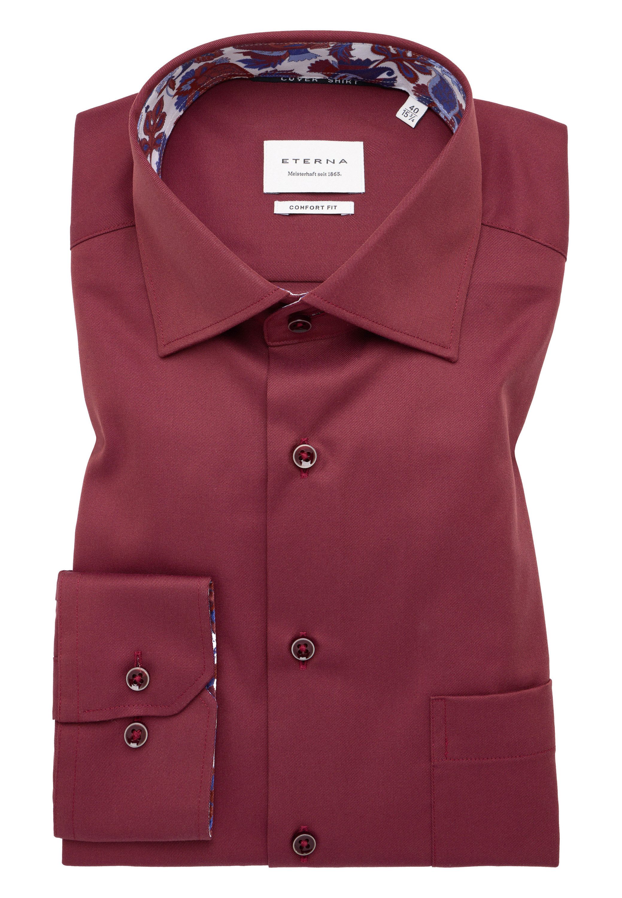 Eterna Overhemd met lange mouwen Comfort fit NON IRON (strijkvrij)