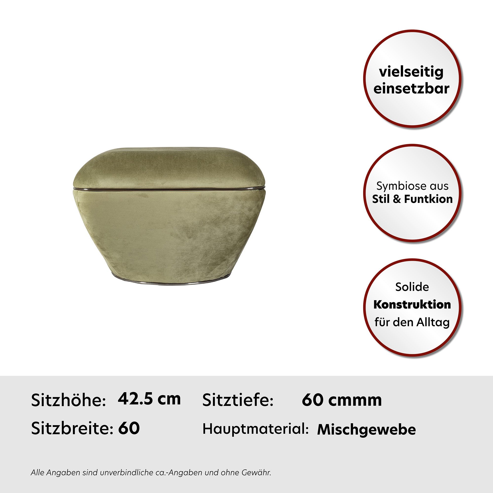 Kayoom Zithocker Kruk Contessa 125, veelzijdig inzetbare allrounder, elegante vorm (1 stuk)