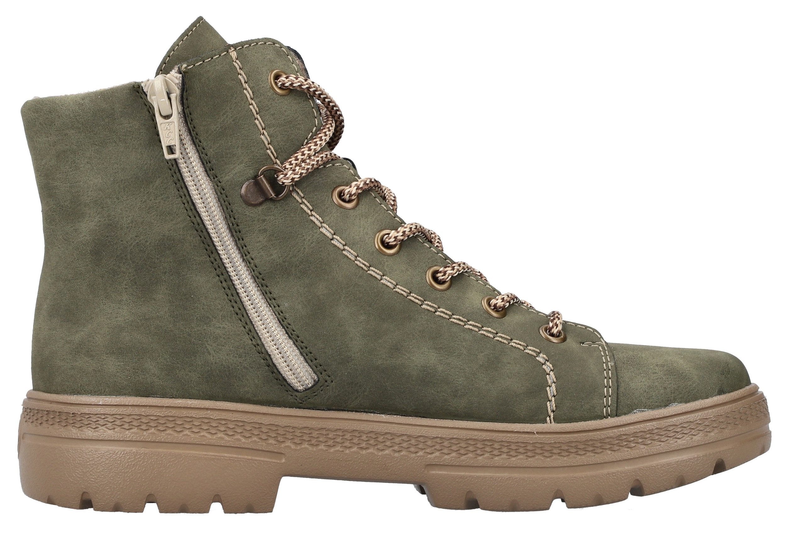 Rieker Veterschoenen enkellaars, plateausool, contrastnaad, met binnenrits