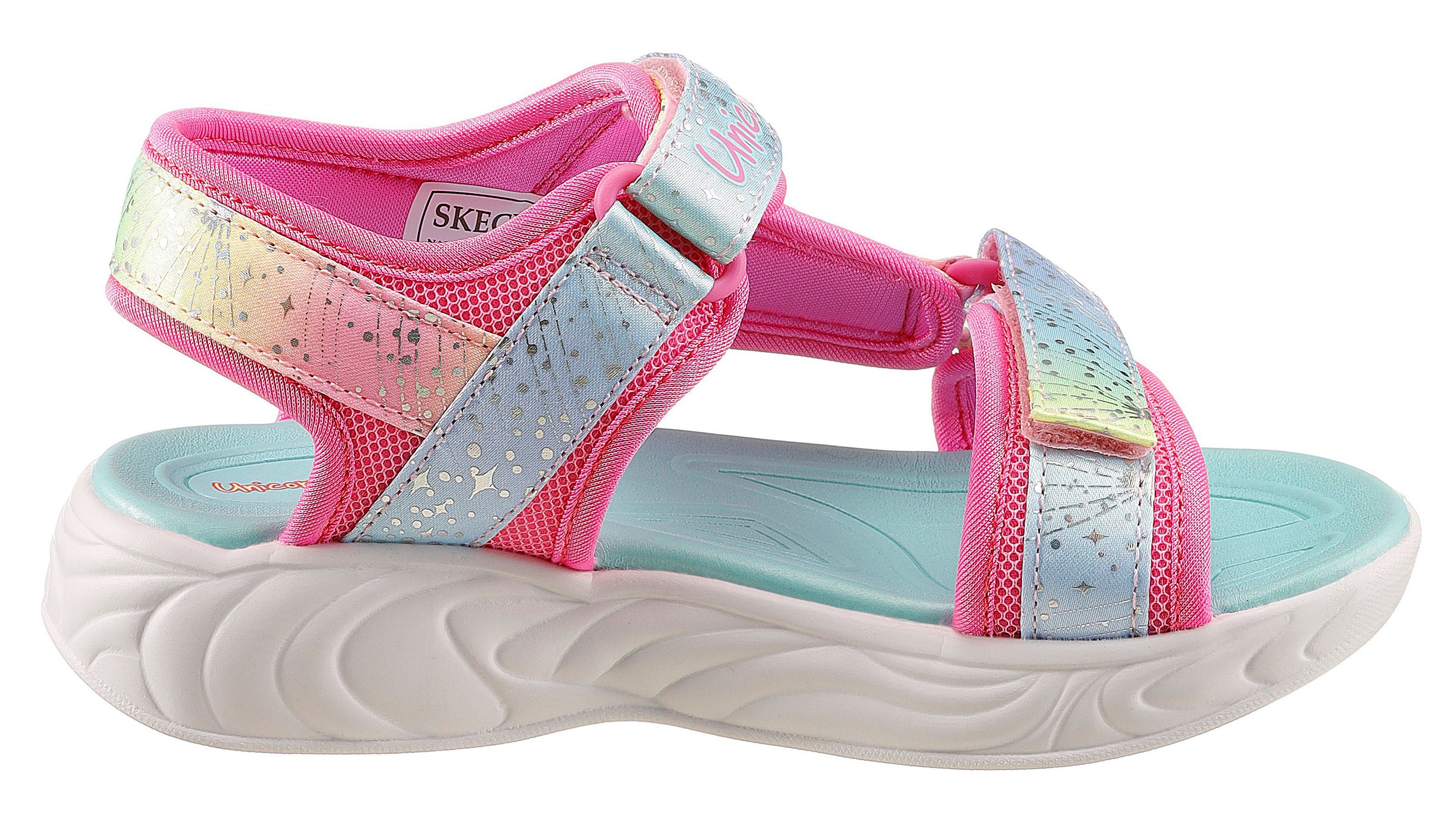 Skechers Sandalen UNICORN DREAMS SANDAL MAJESTIC BLISS , zomerschoen, klittenbandschoen, flitsende schoen, flitsende eenhoorn applicatie