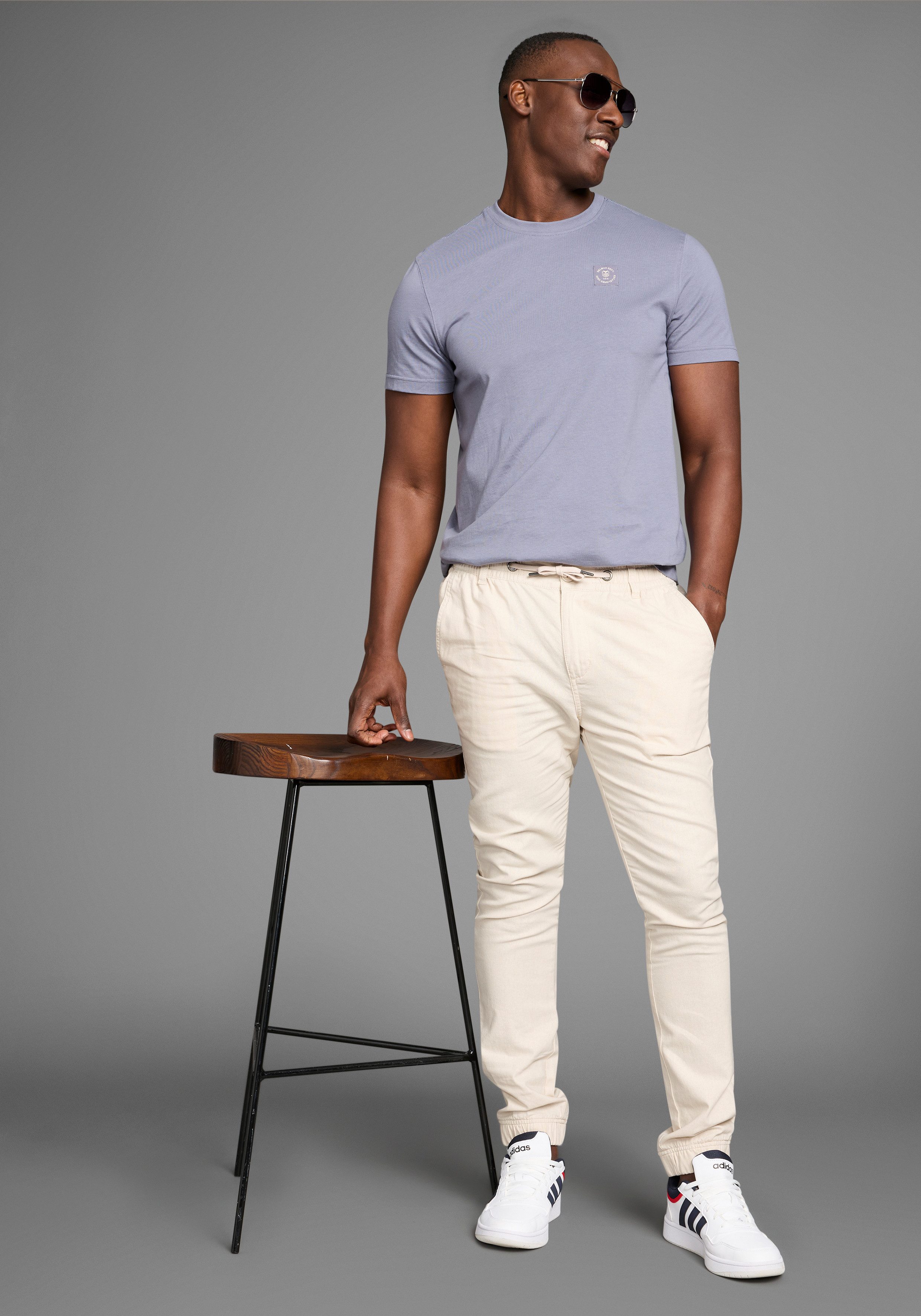 DELMAO Linnen broek Linnenbroek met koord heren joggingbroeken maat L beige